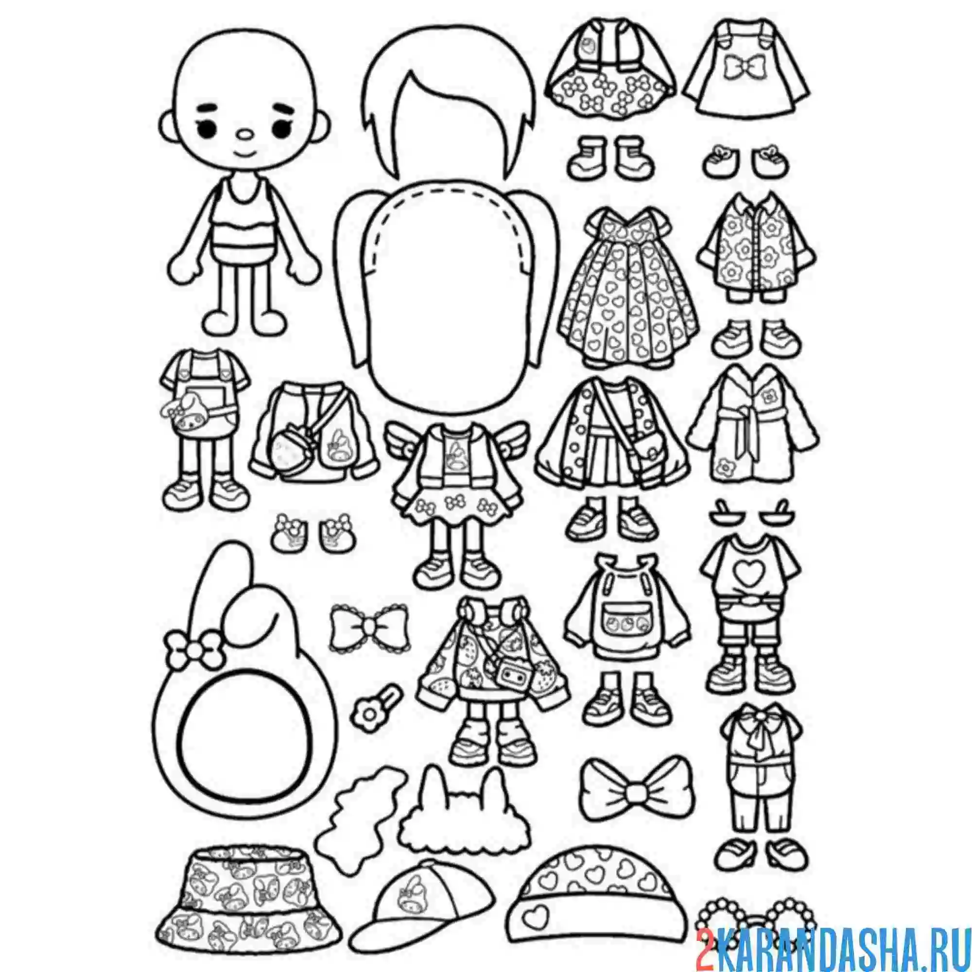 Раскраска одежда тока бока