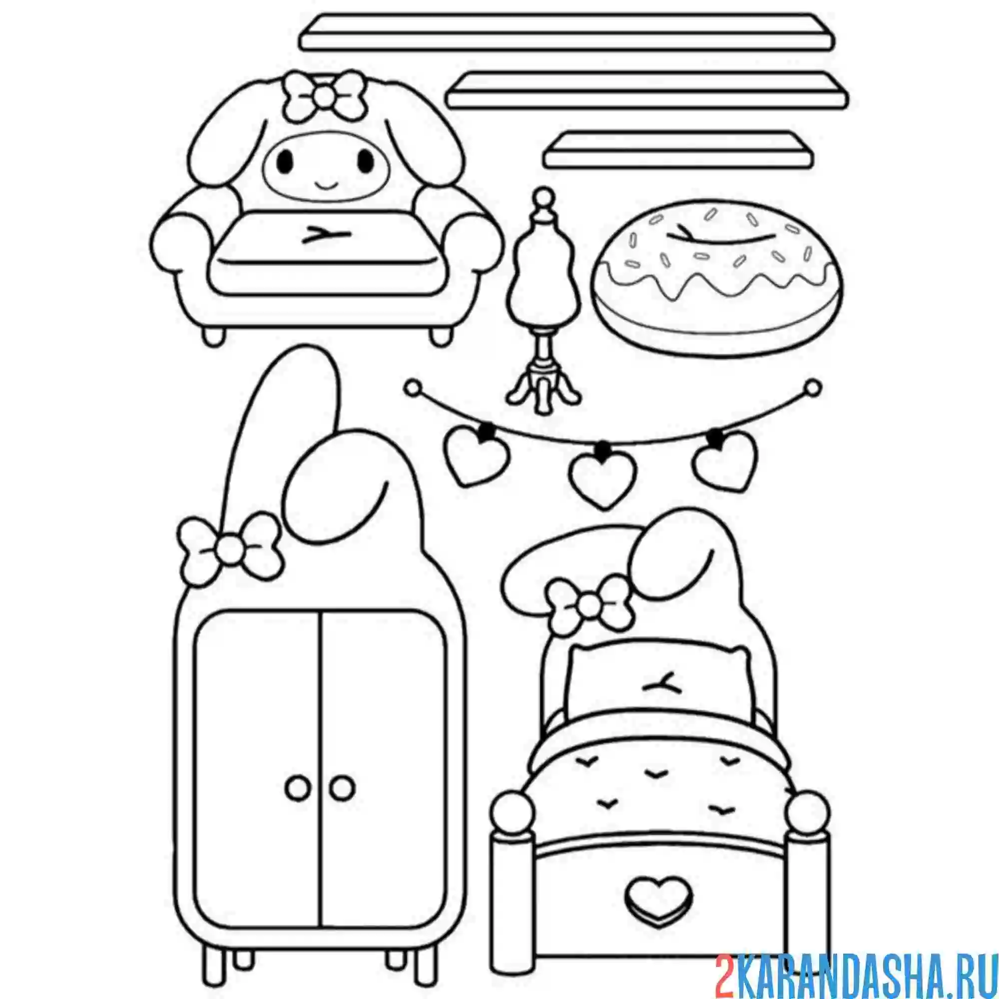 Раскраска тока бока мебель