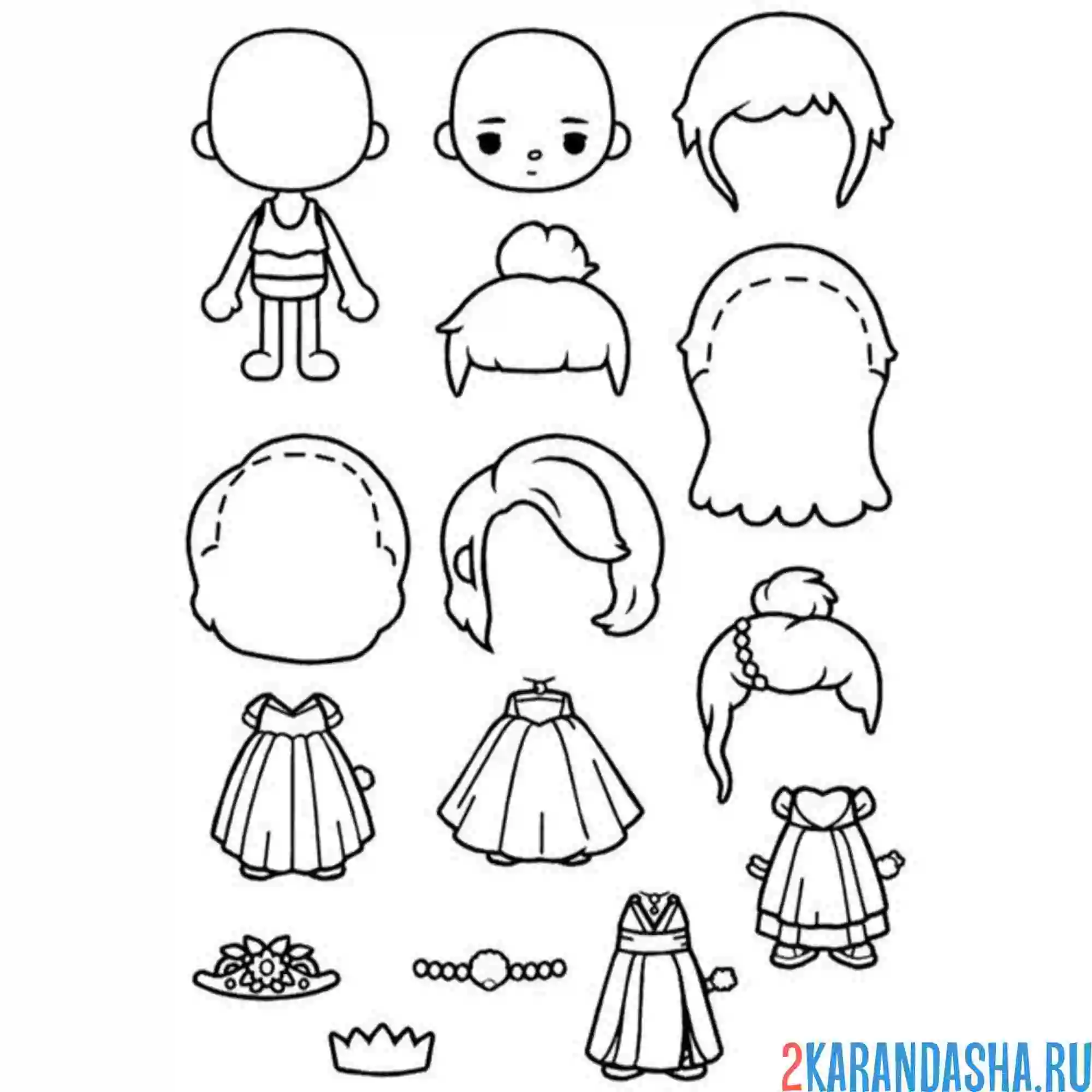 Раскраска тока бока прически волосы