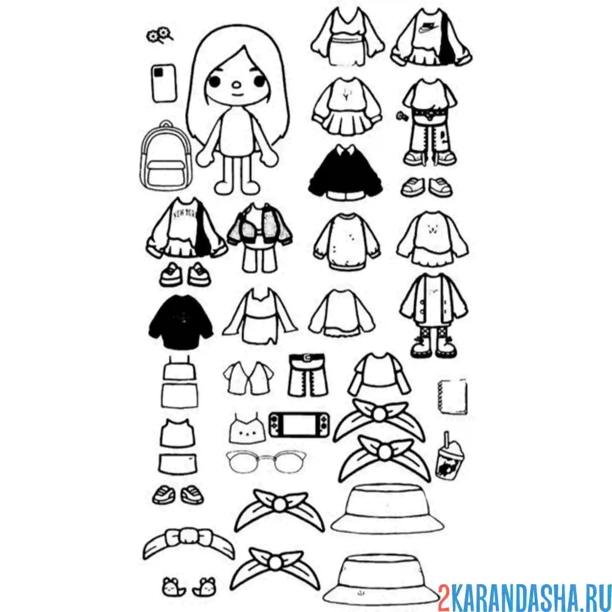 Раскраска тока бока аксессуары