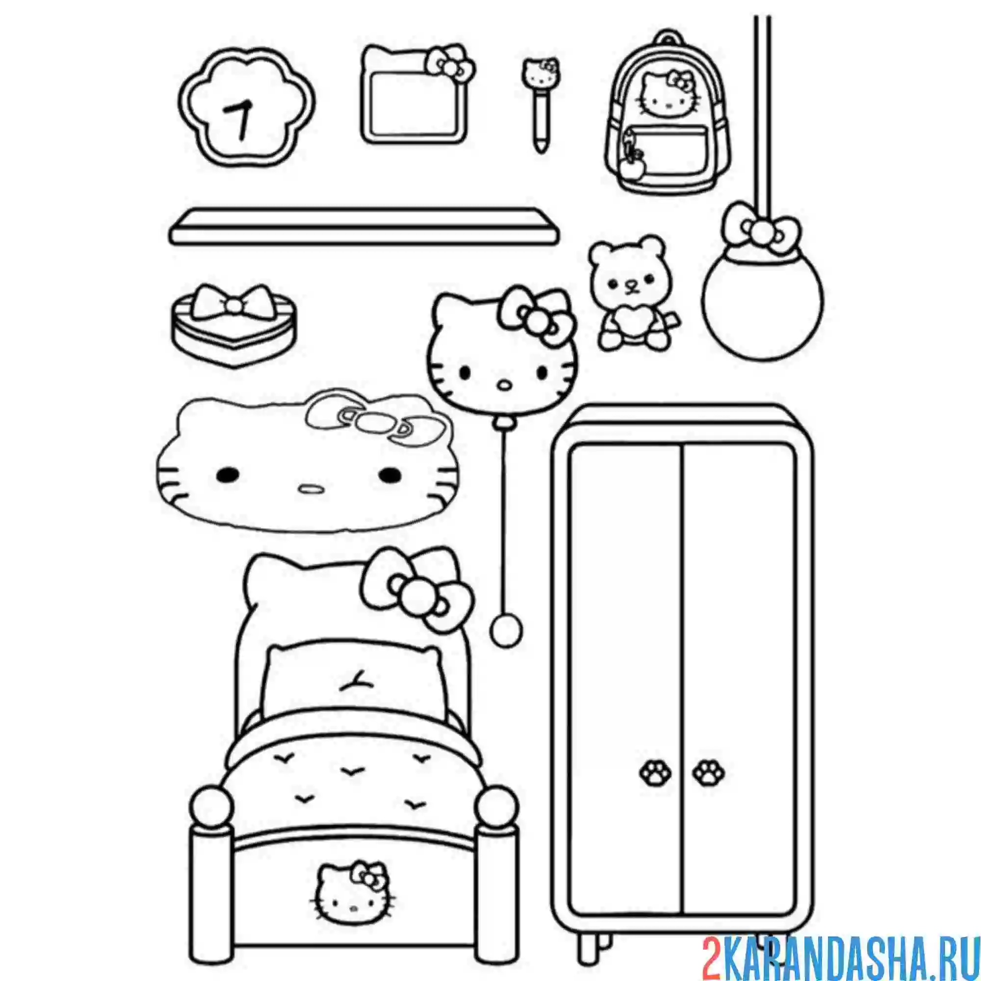 Раскраска хеллоу китти тока бока мебель
