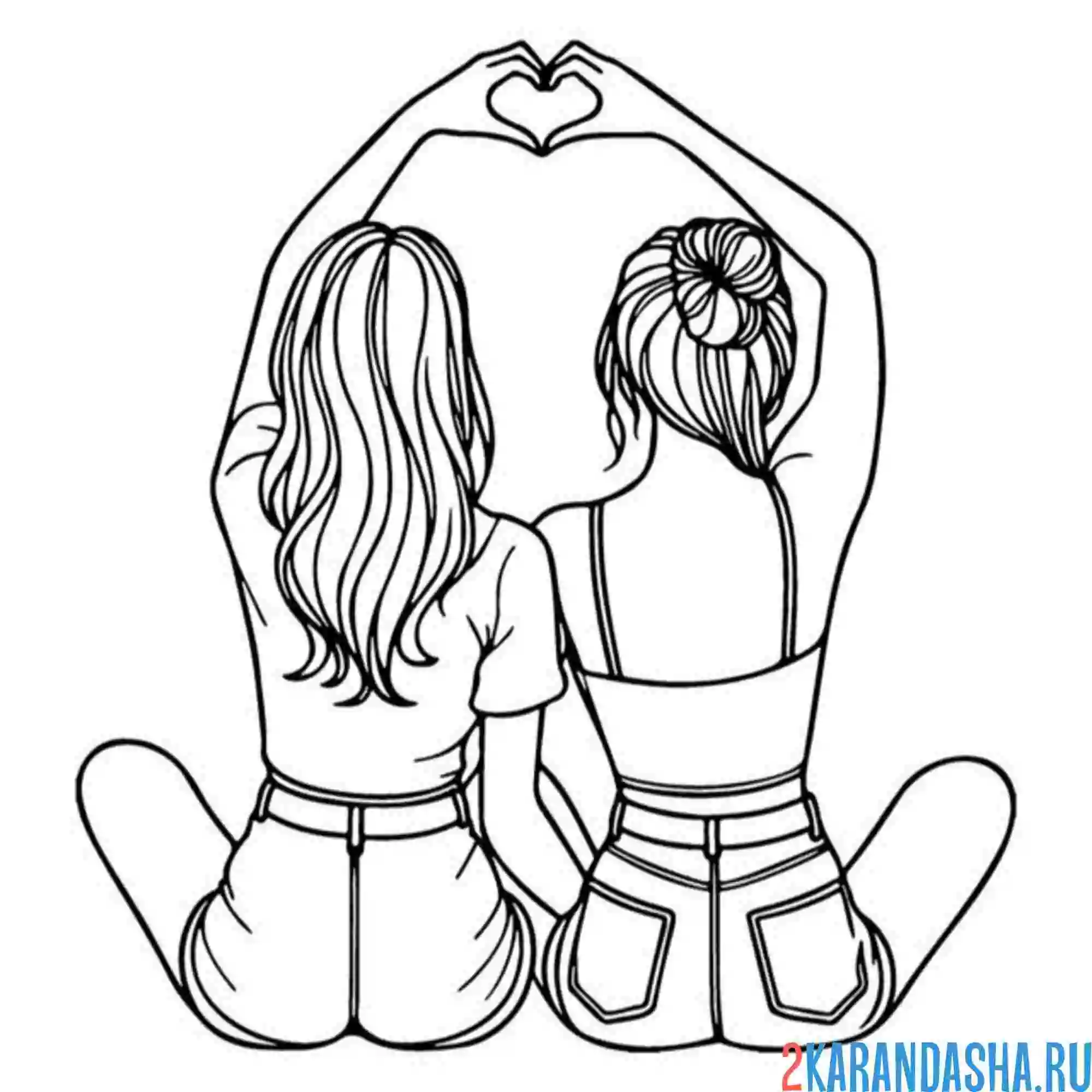 Раскраска подружки волосы и прическа