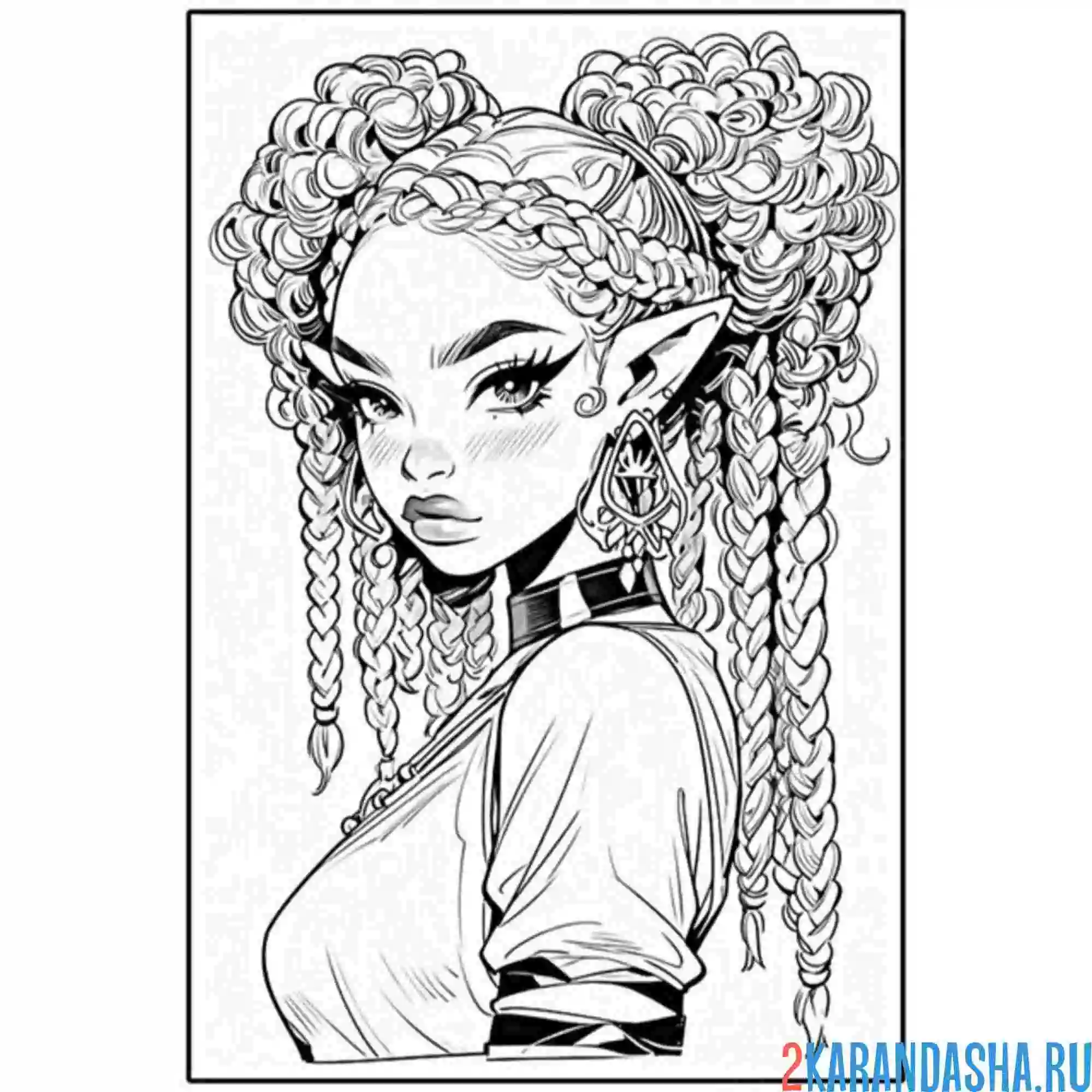Раскраска модная прическа и волосы