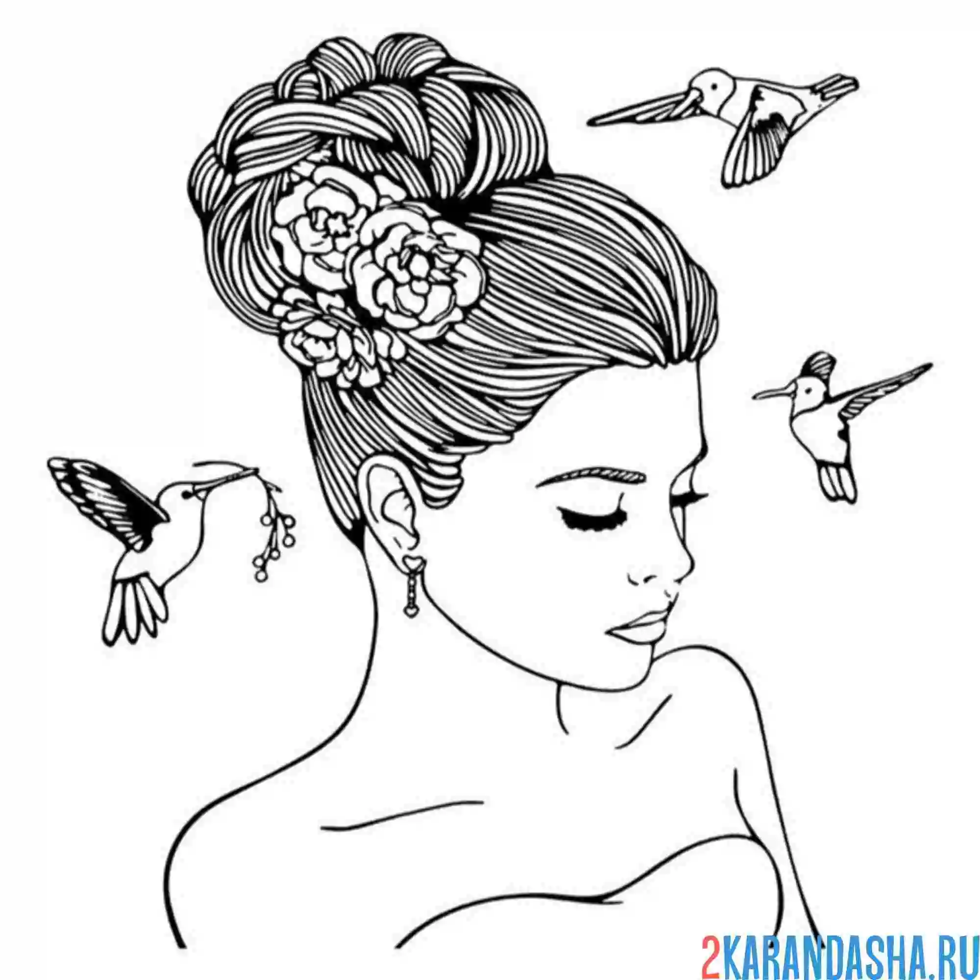 Раскраска прическа на свадьбу