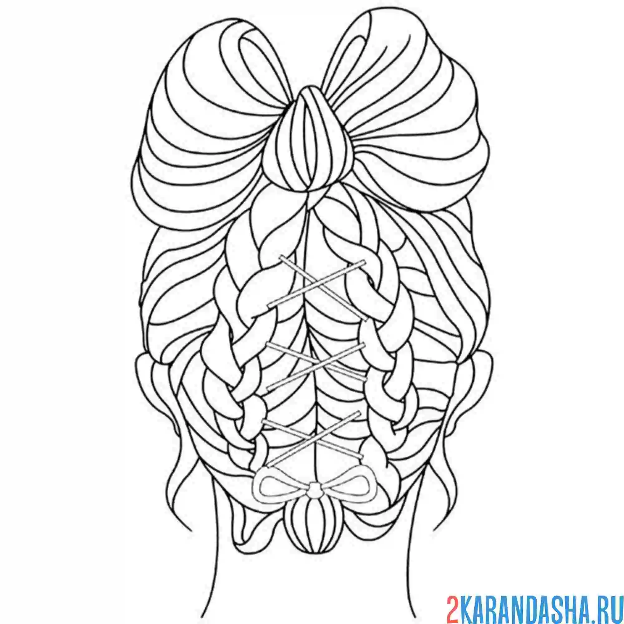 Раскраска прическа бантик и волосы