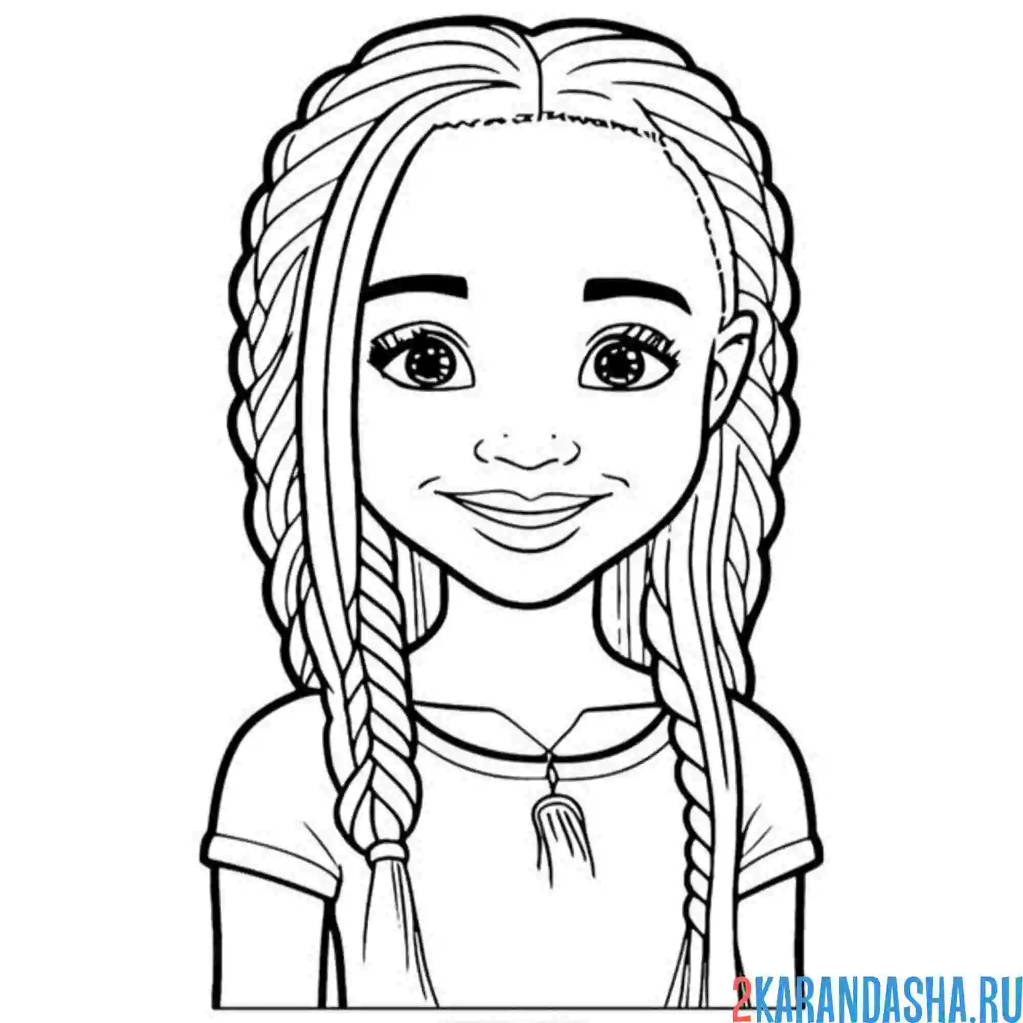 Раскраска маленькая девочка с прической