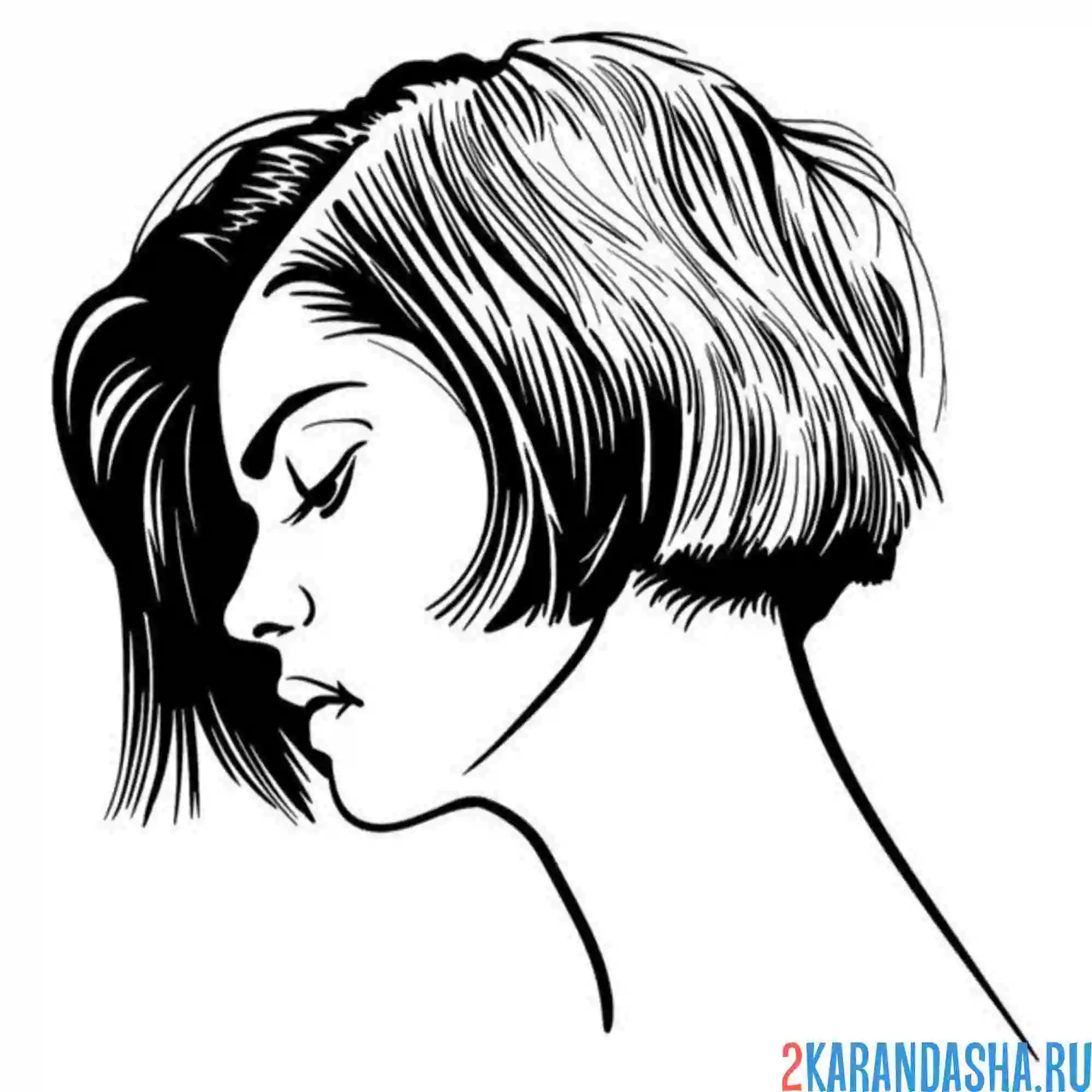 Раскраска каре волосы короткие