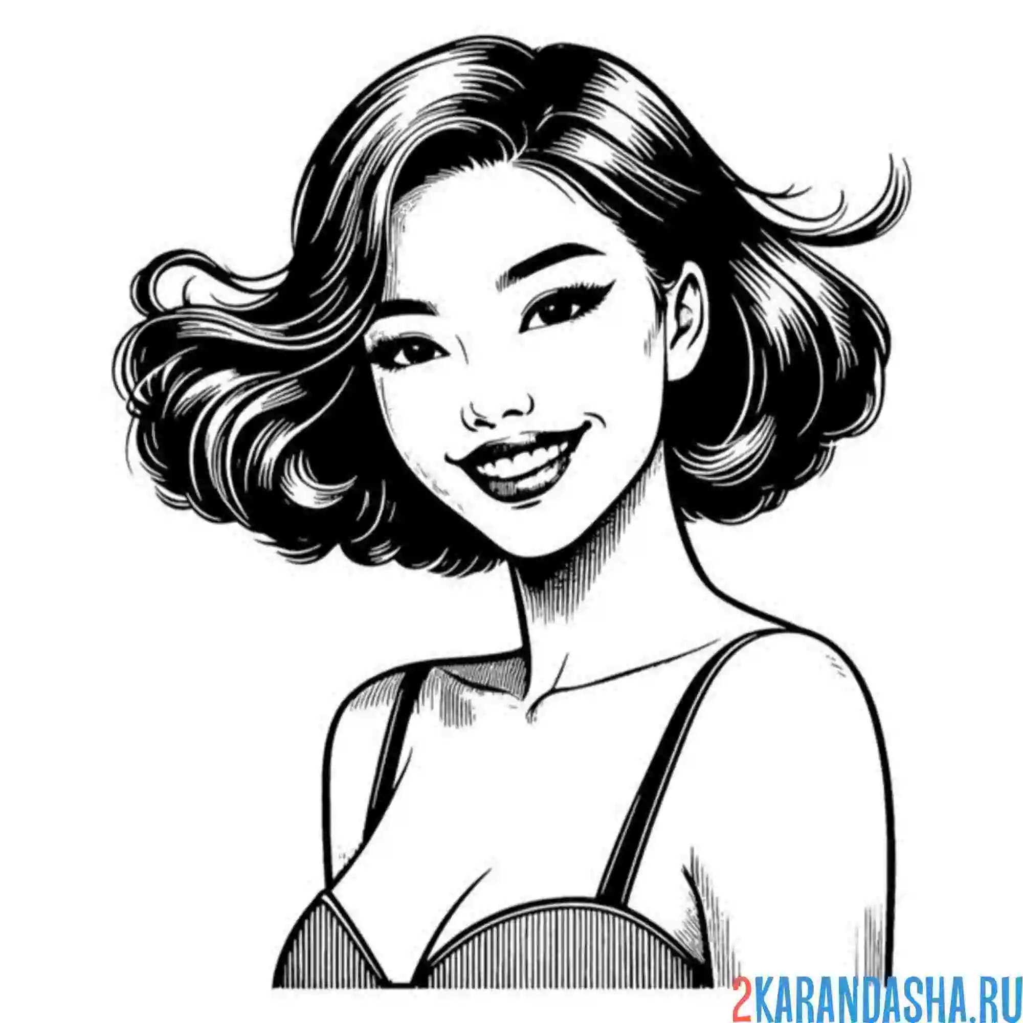 Раскраска каре прическа волосы короткие