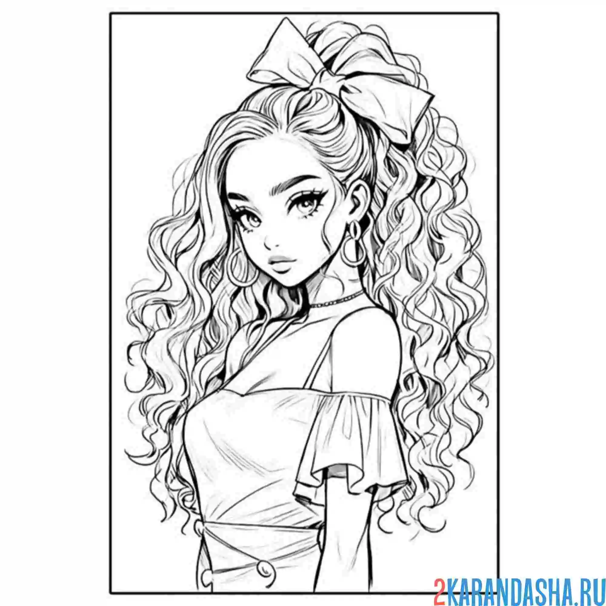 Раскраска аниме девушка прическа