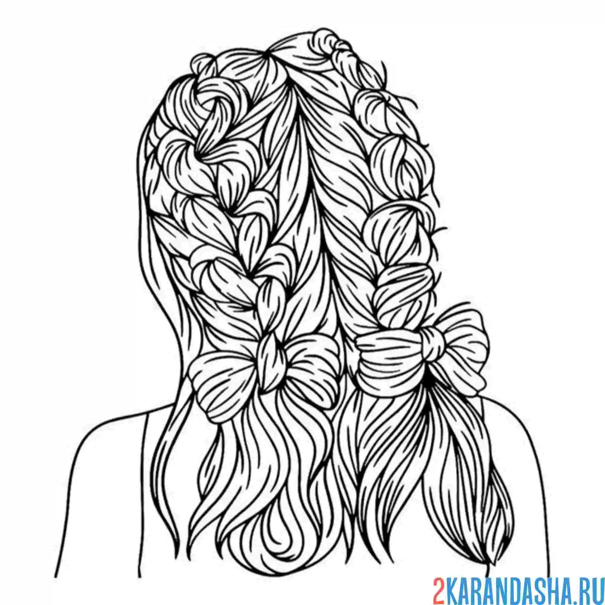 Раскраска красивая прическа волосы бантик
