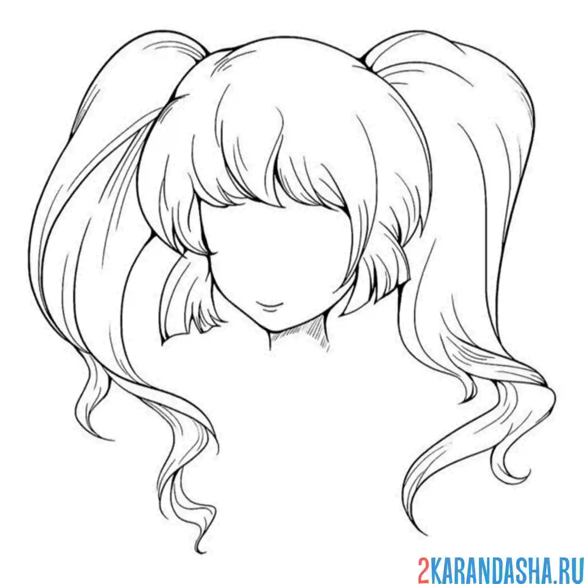Раскраска аниме прическа два хвоста