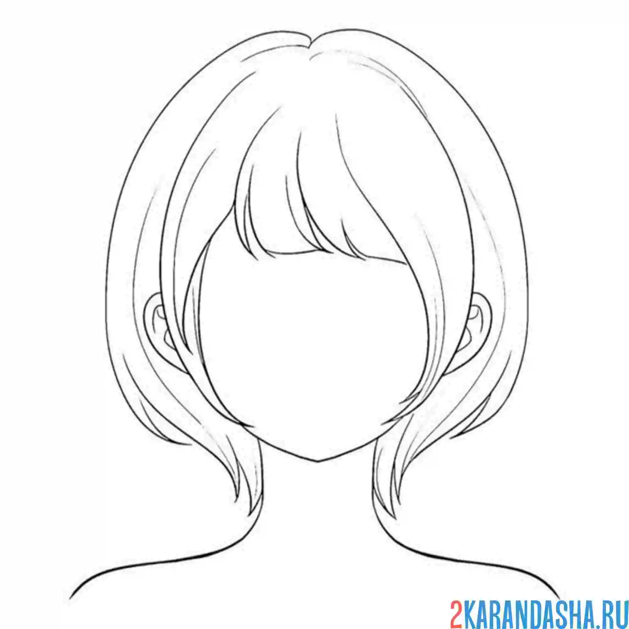 Раскраска аниме прическа волосы без лица