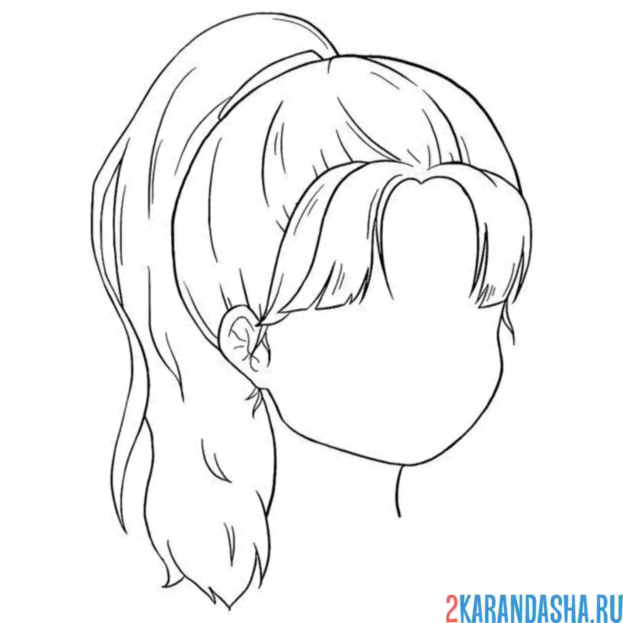 Раскраска девушка аниме прическа волосы
