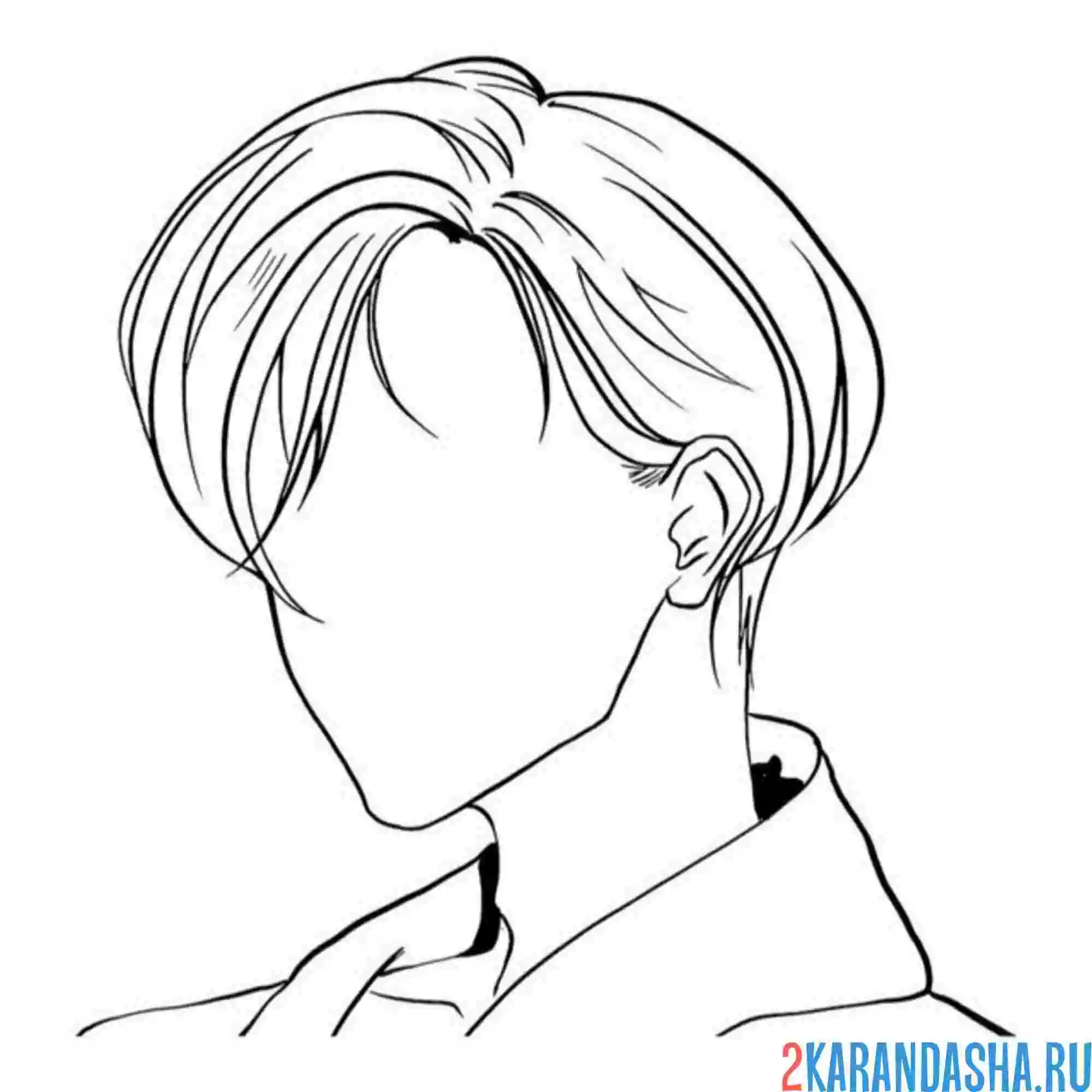 Раскраска аниме парень прическа волосы без лица