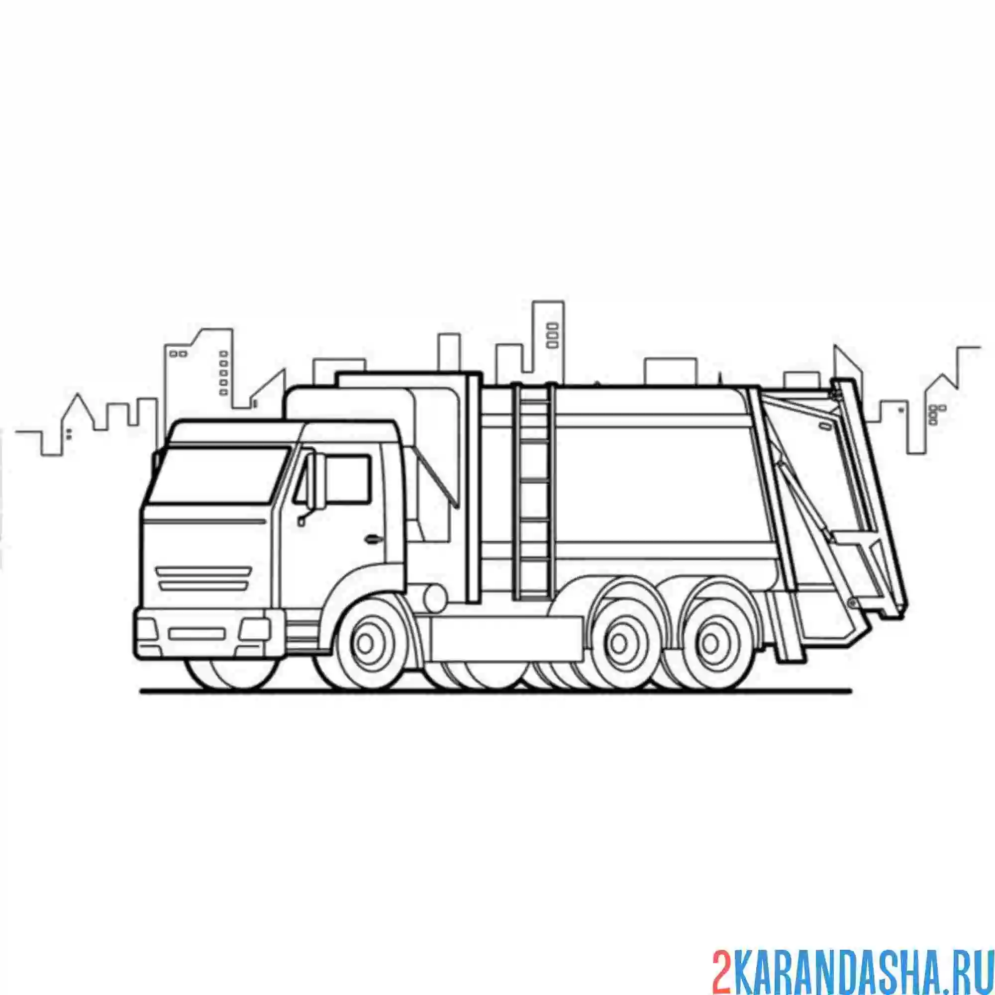 Раскраска мусоровоз грузовой