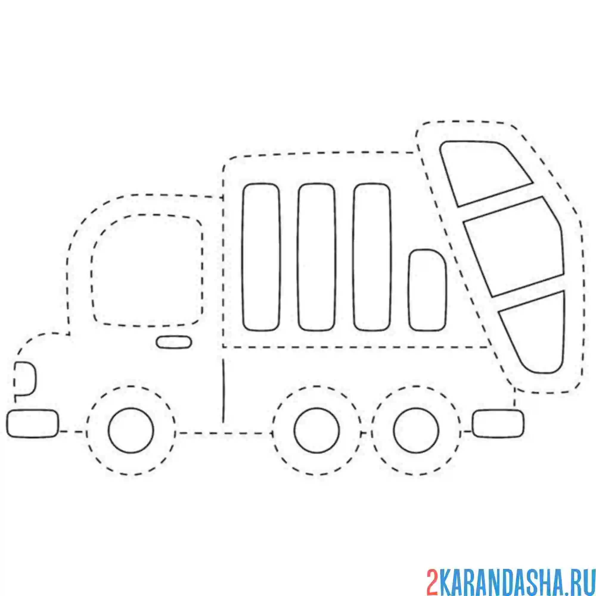 Раскраска мусоровоз обведи по линиям