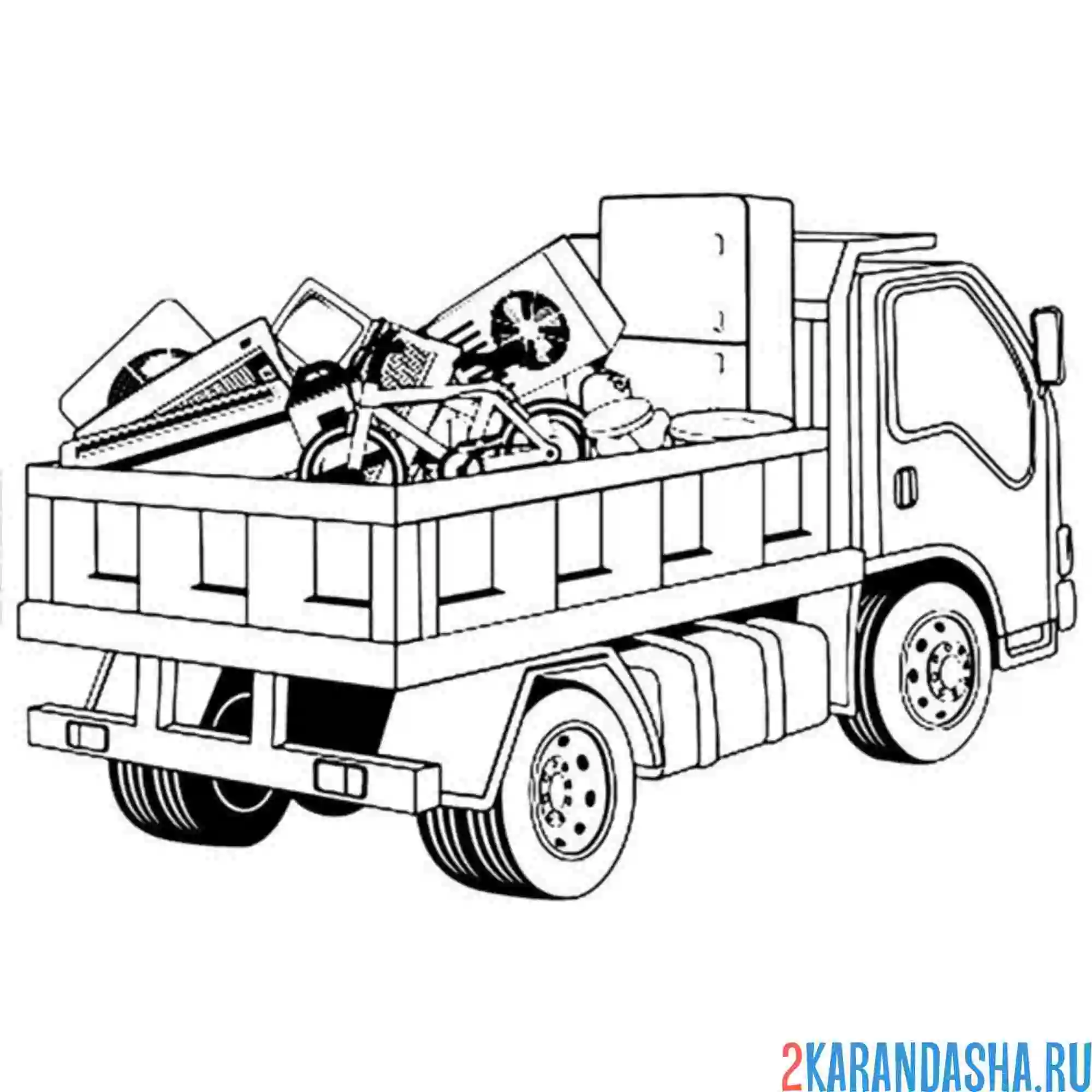 Раскраска мусоровоз забит