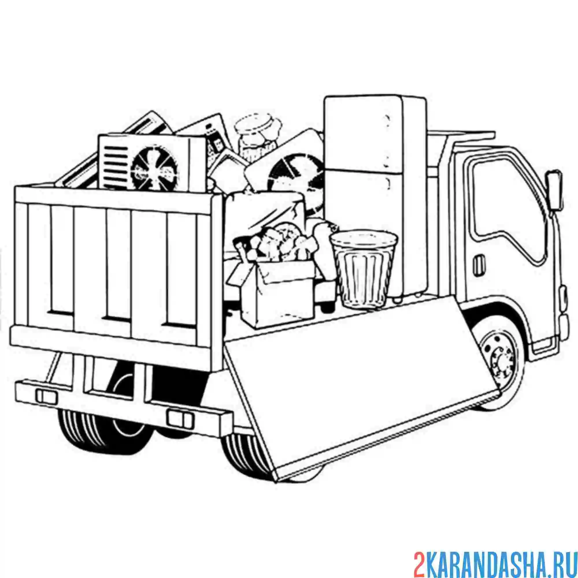 Раскраска мусоровоз перевозка