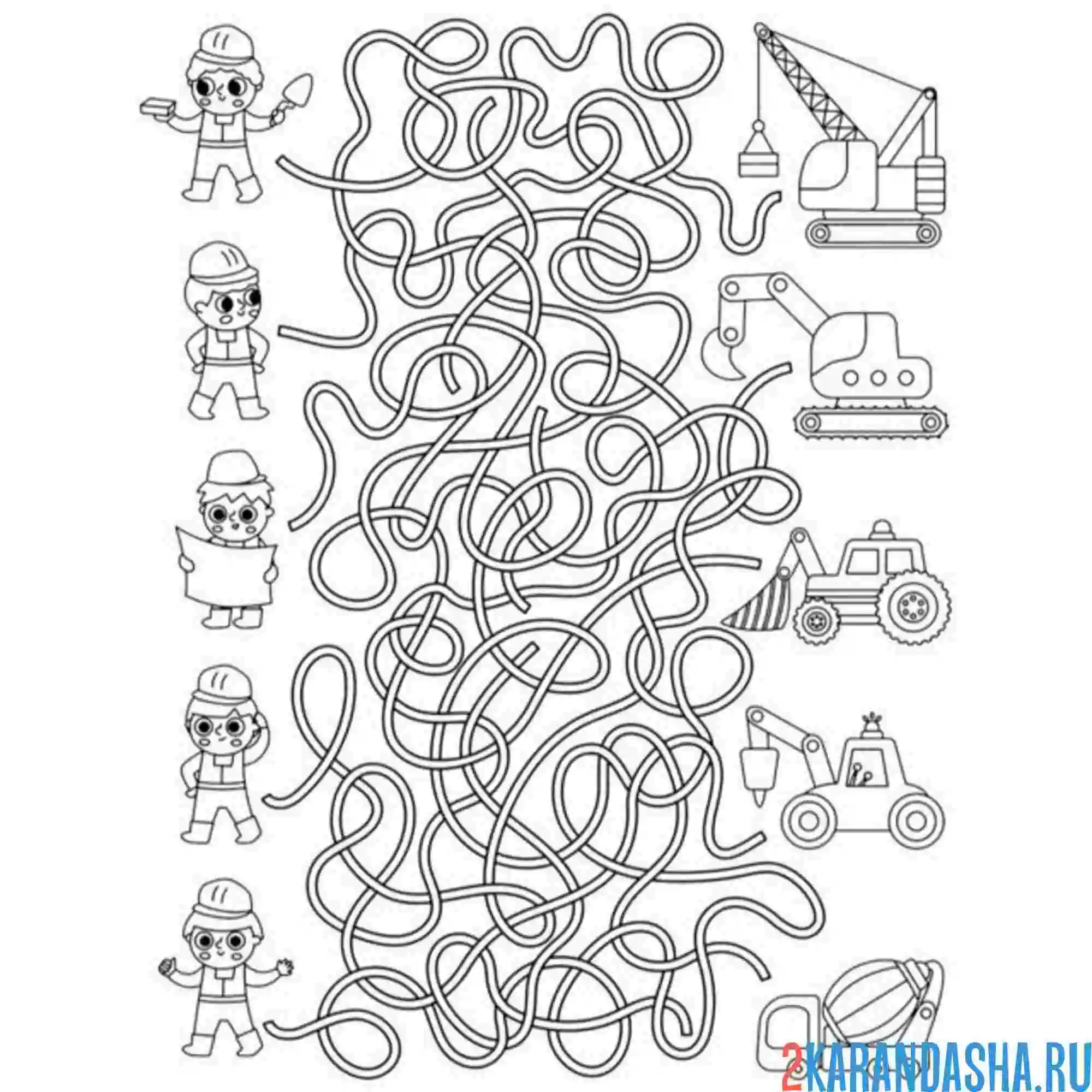 Раскраска лабиринт с бетономешалкой