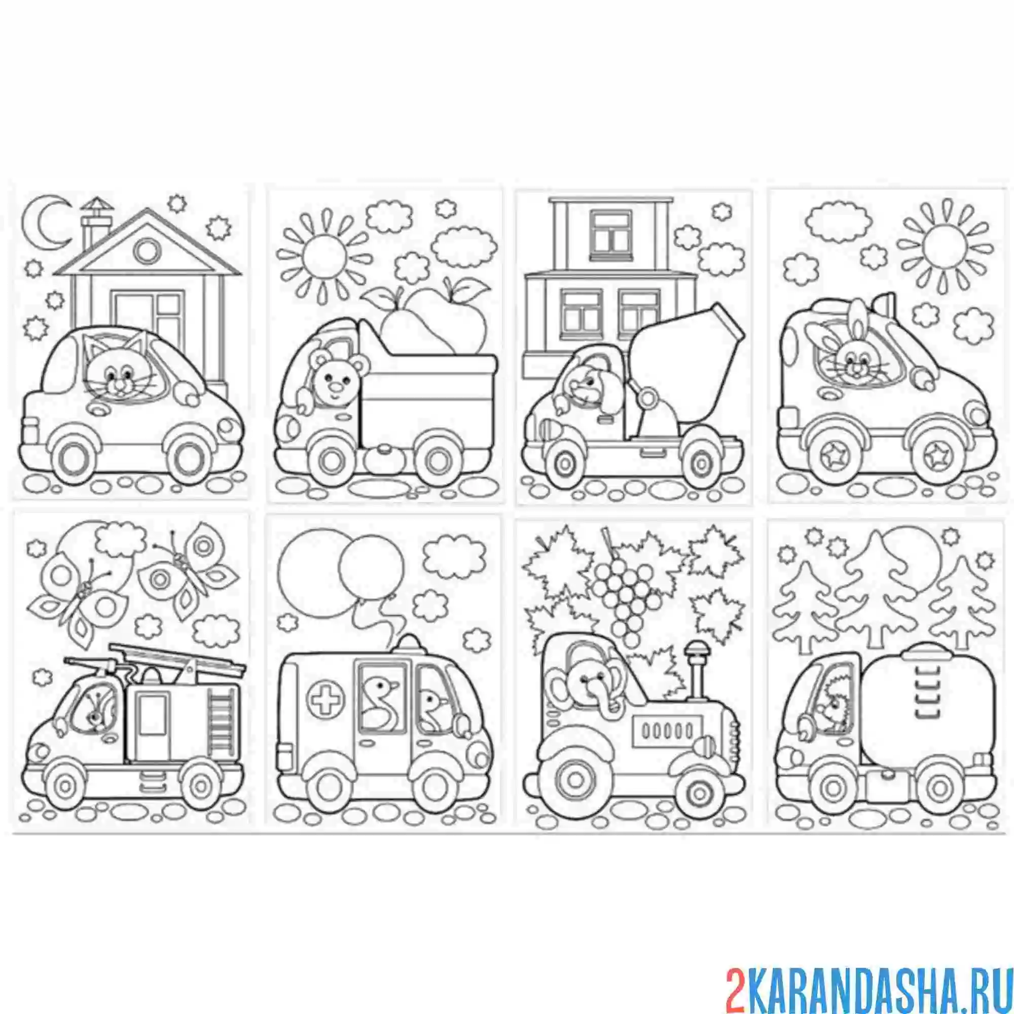 Раскраска звериные авто