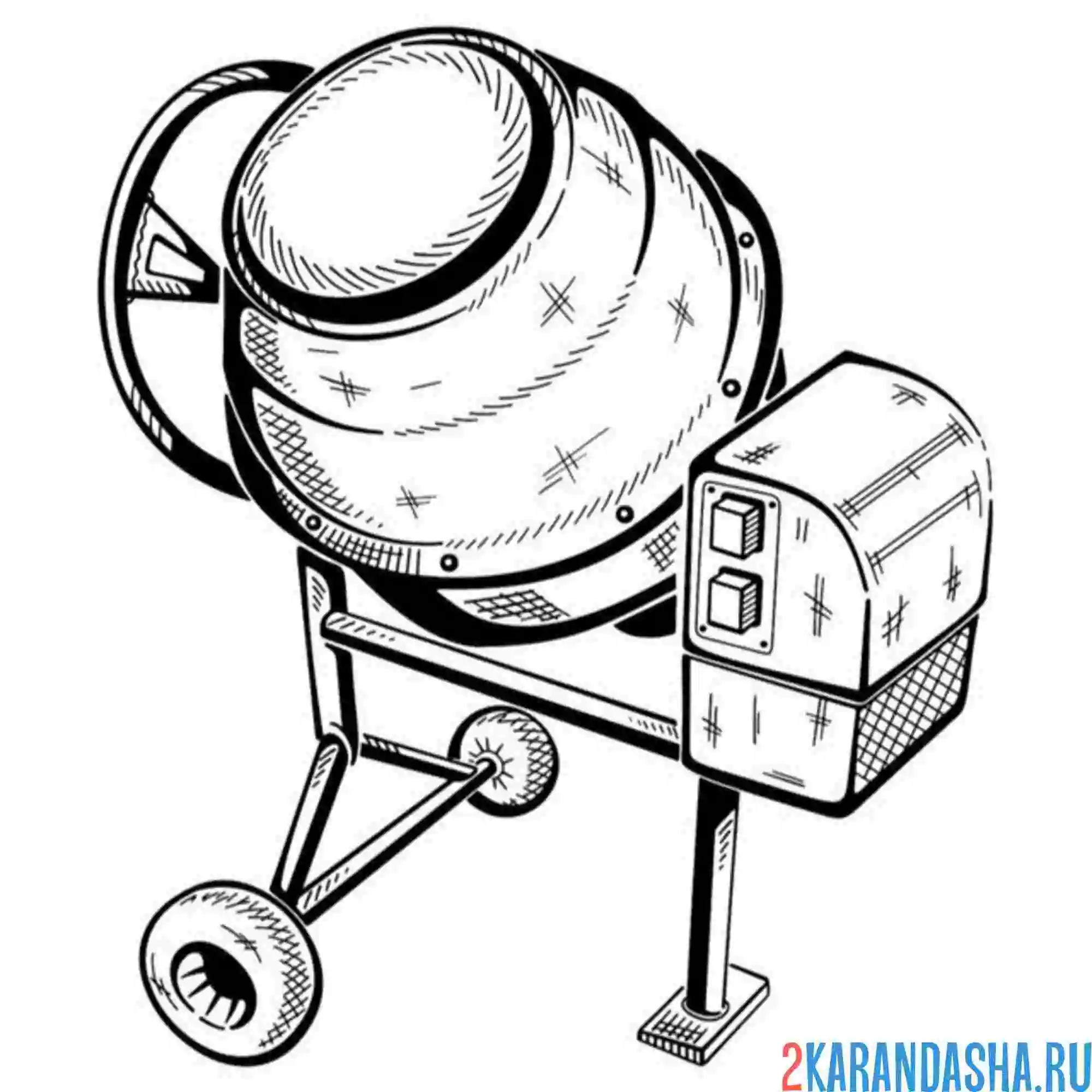 Раскраска бетономешалка ручная
