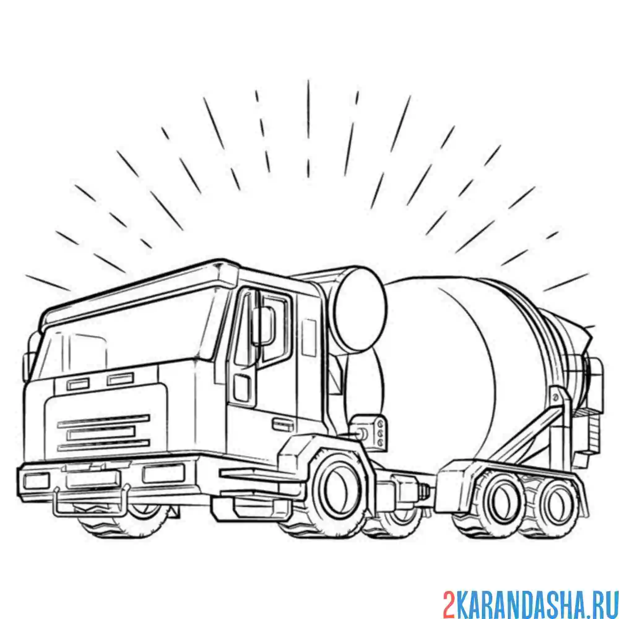 Раскраска бетономешалка огромная