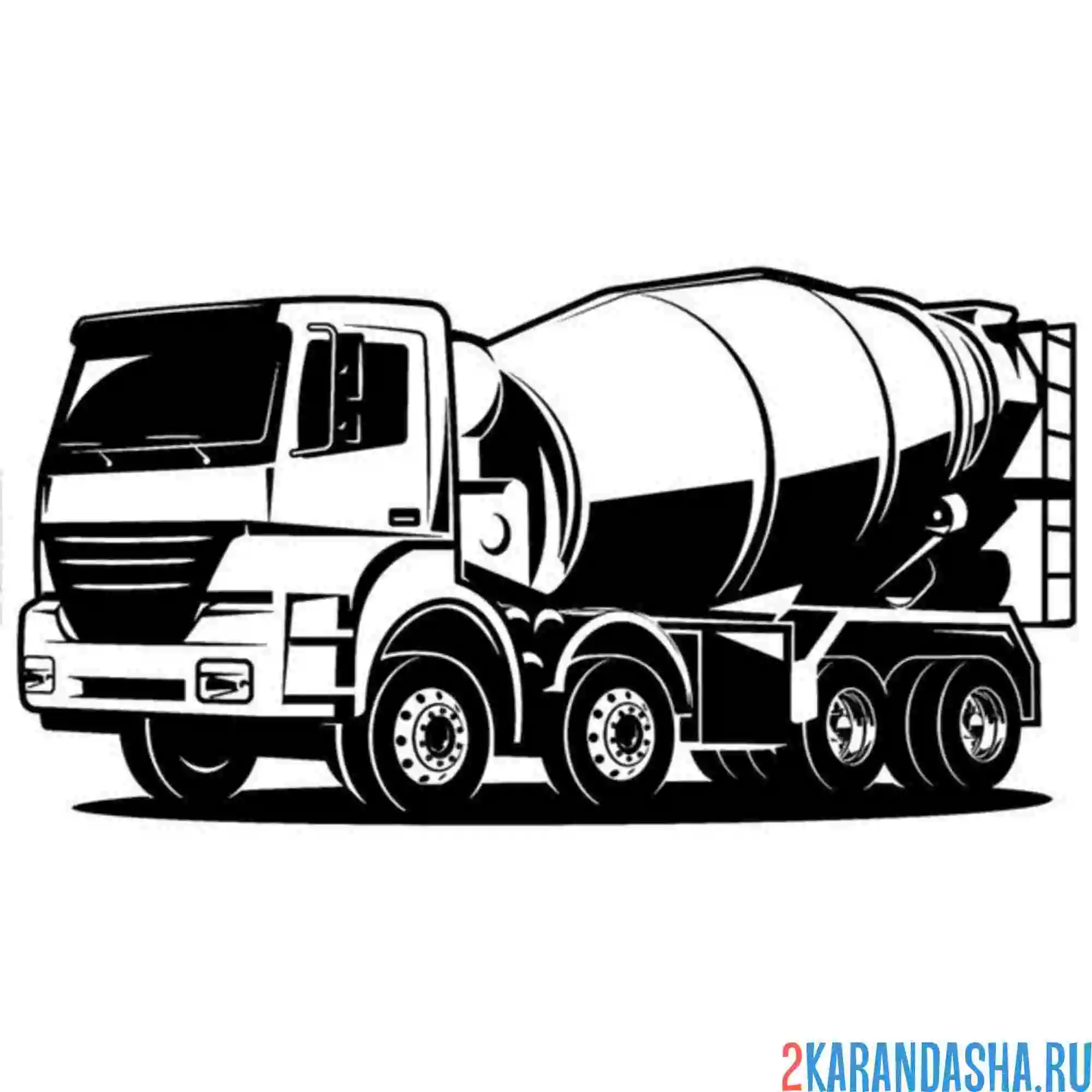 Раскраска бетономешалка камаз