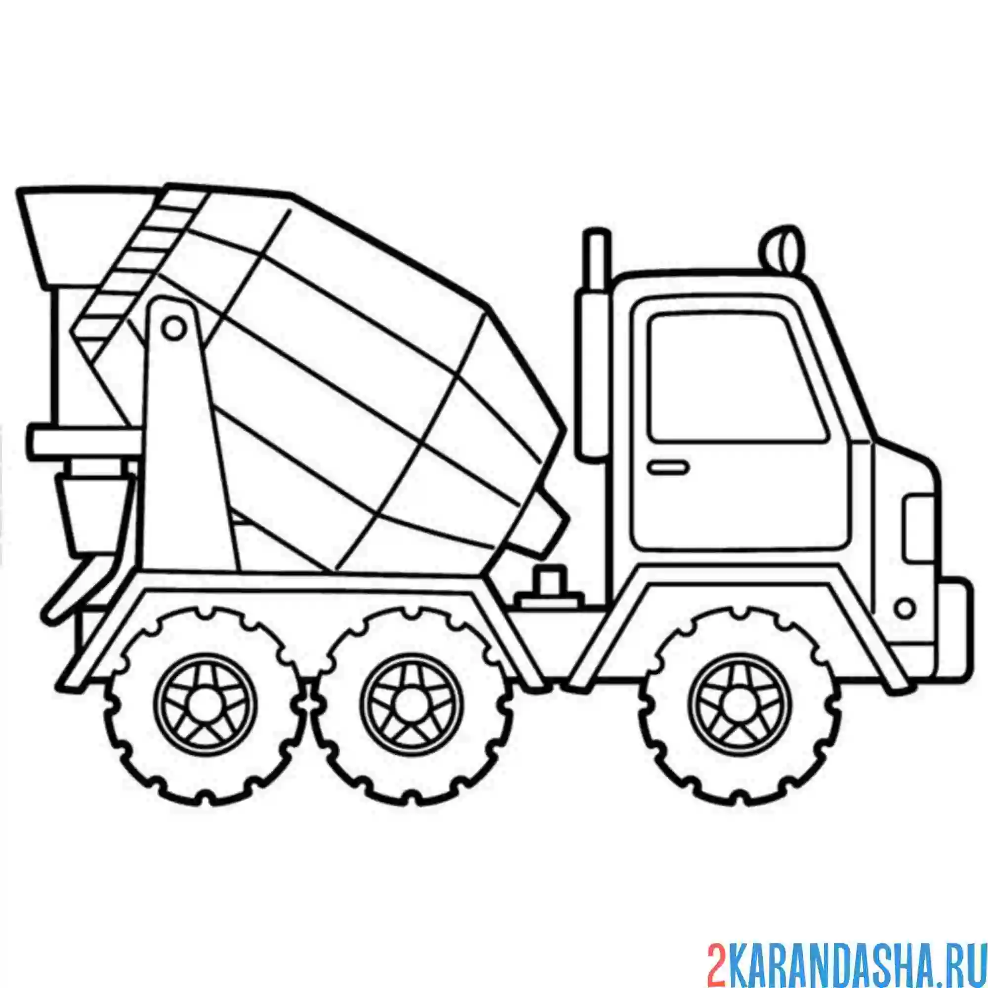 Раскраска бетономешалка машинка