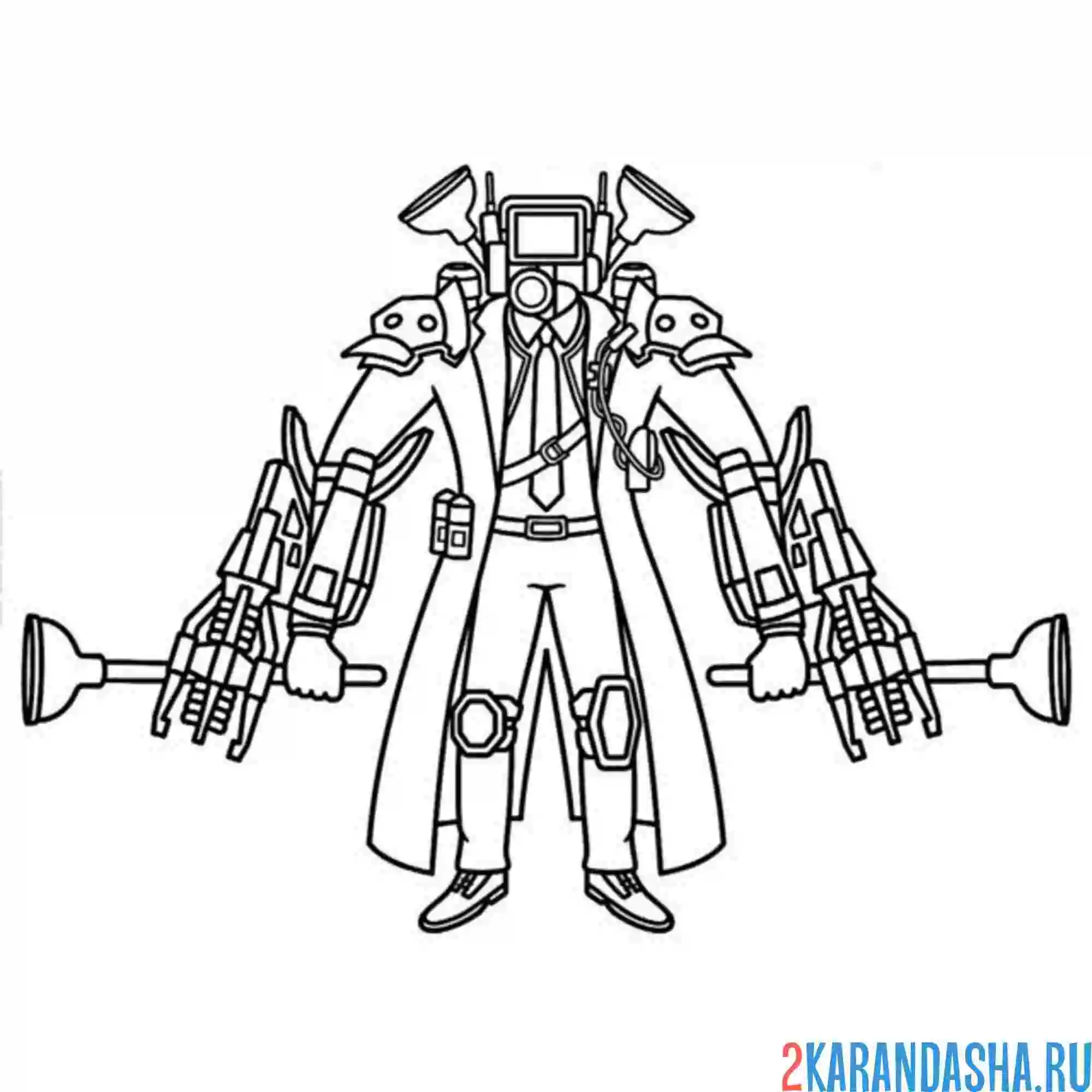 Раскраска обновленный вантуз-мен камерамен