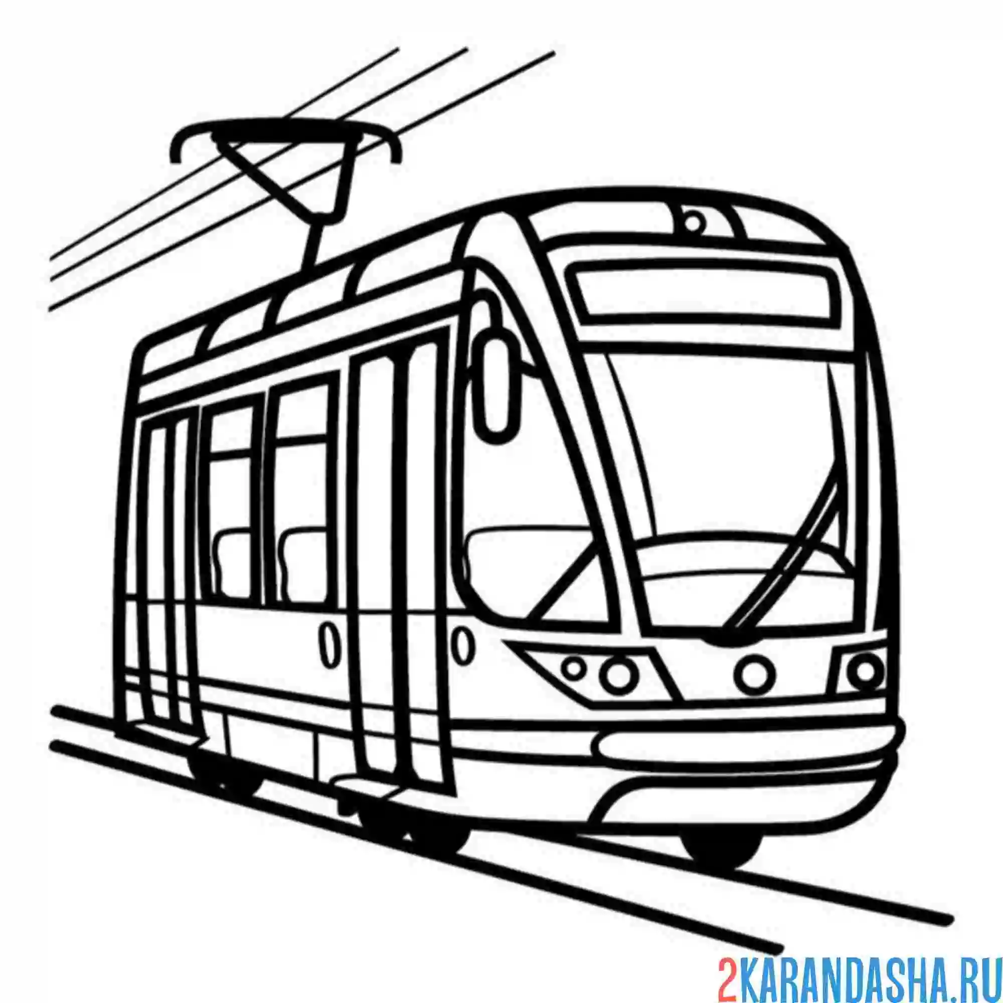 Раскраска современный новый трамвай