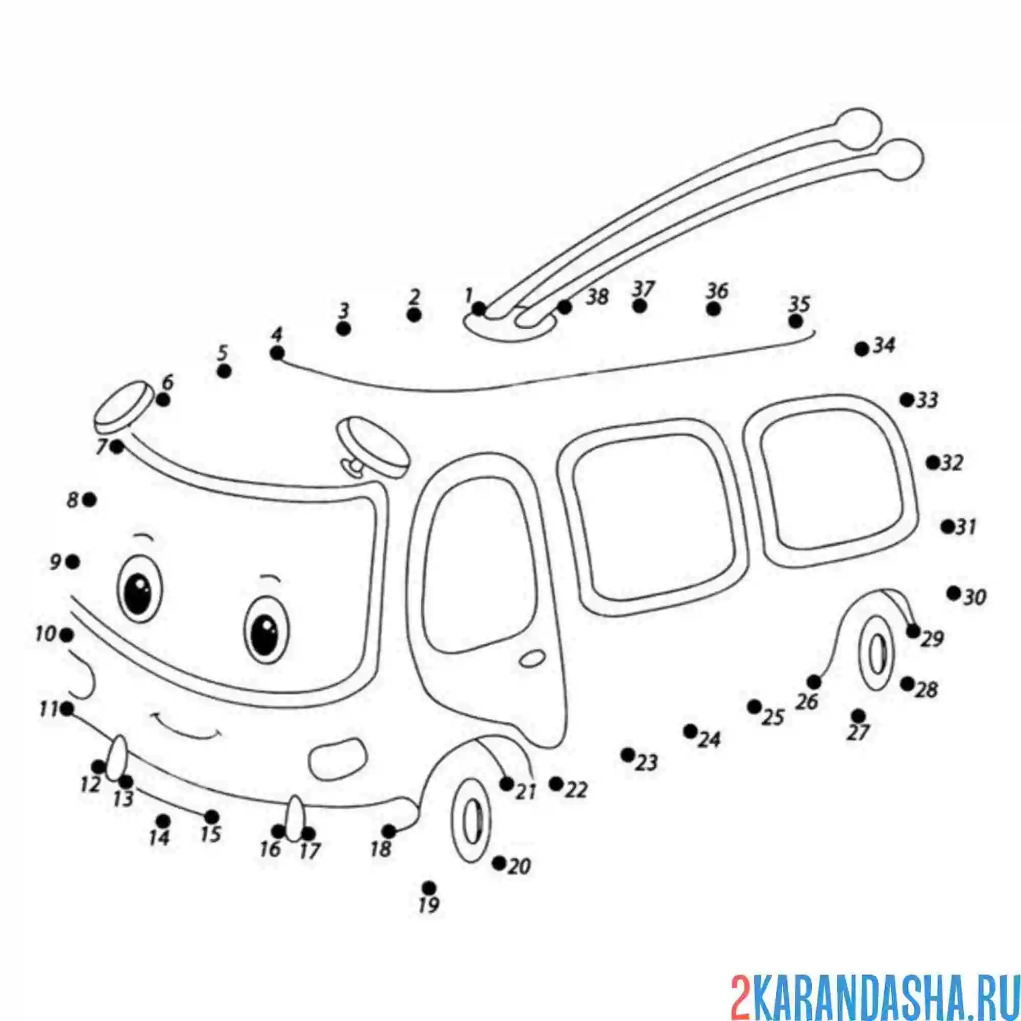 Раскраска обведи троллейбус