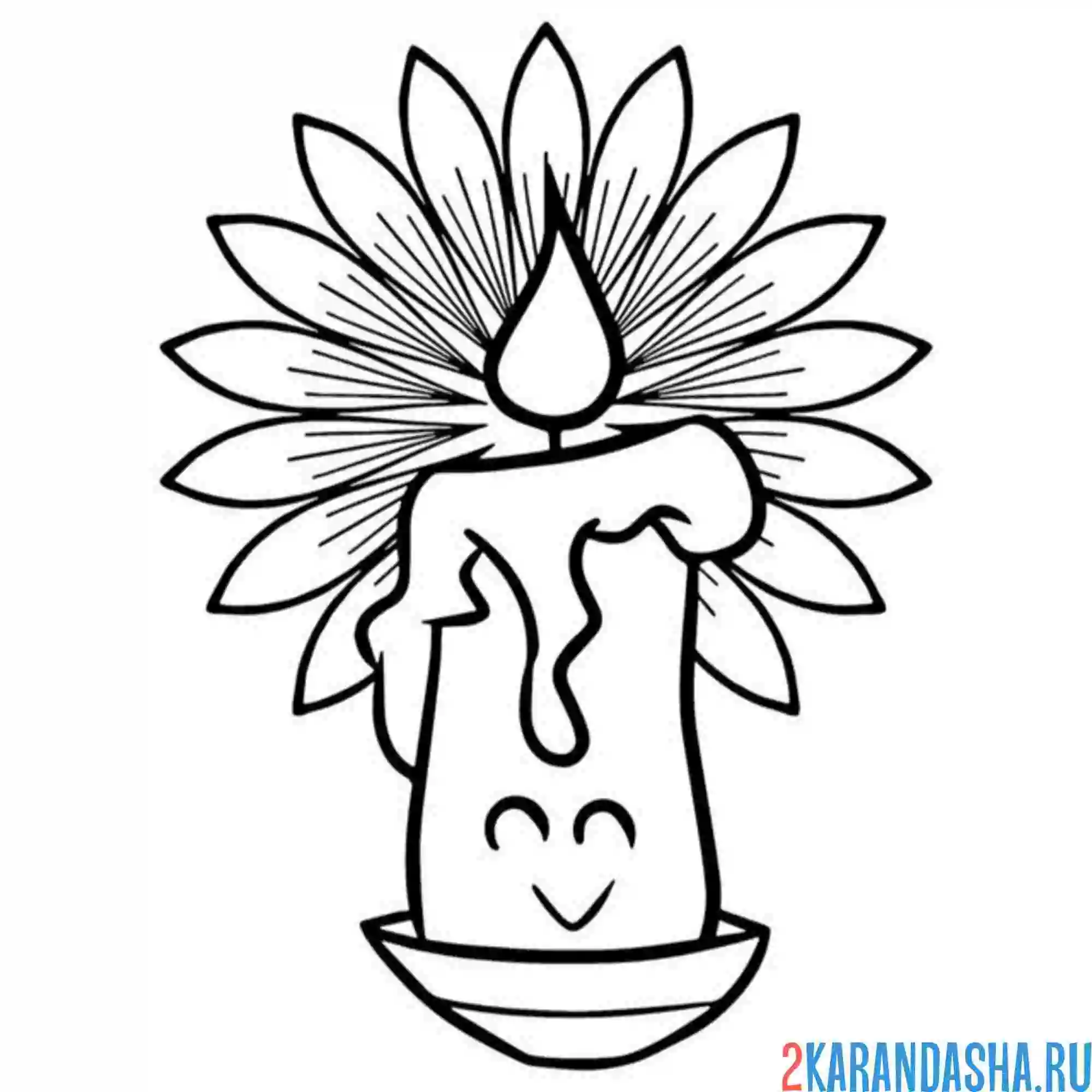 Раскраска свечка на хэллоуин