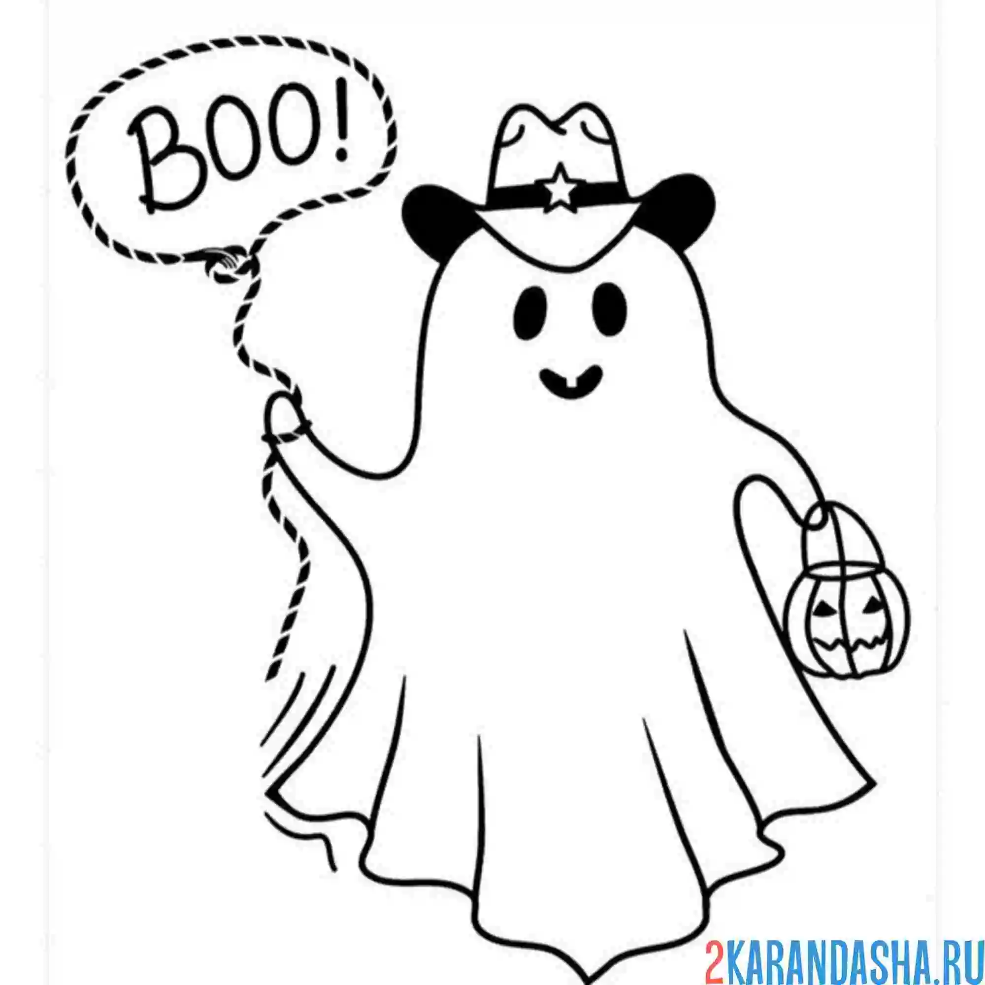 Раскраска привидение ковбой