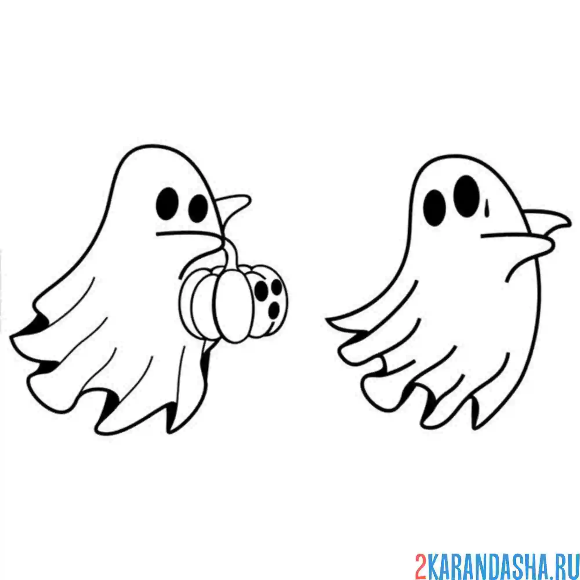 Раскраска привидение пугает другого