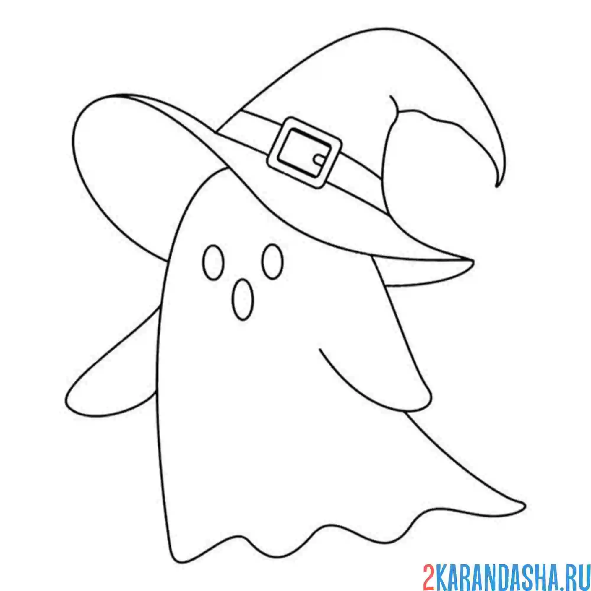 Раскраска летающее в шляпе привидение