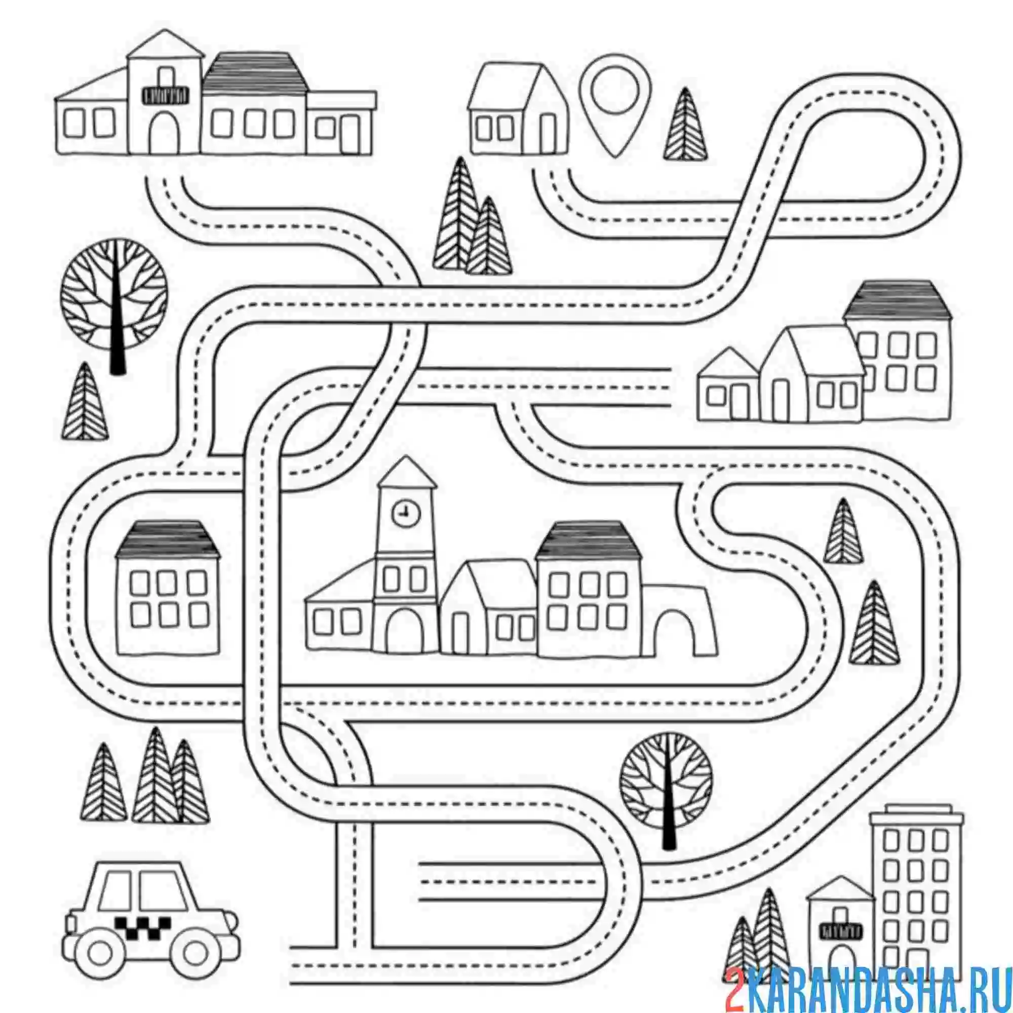 Раскраска лабиринт такси