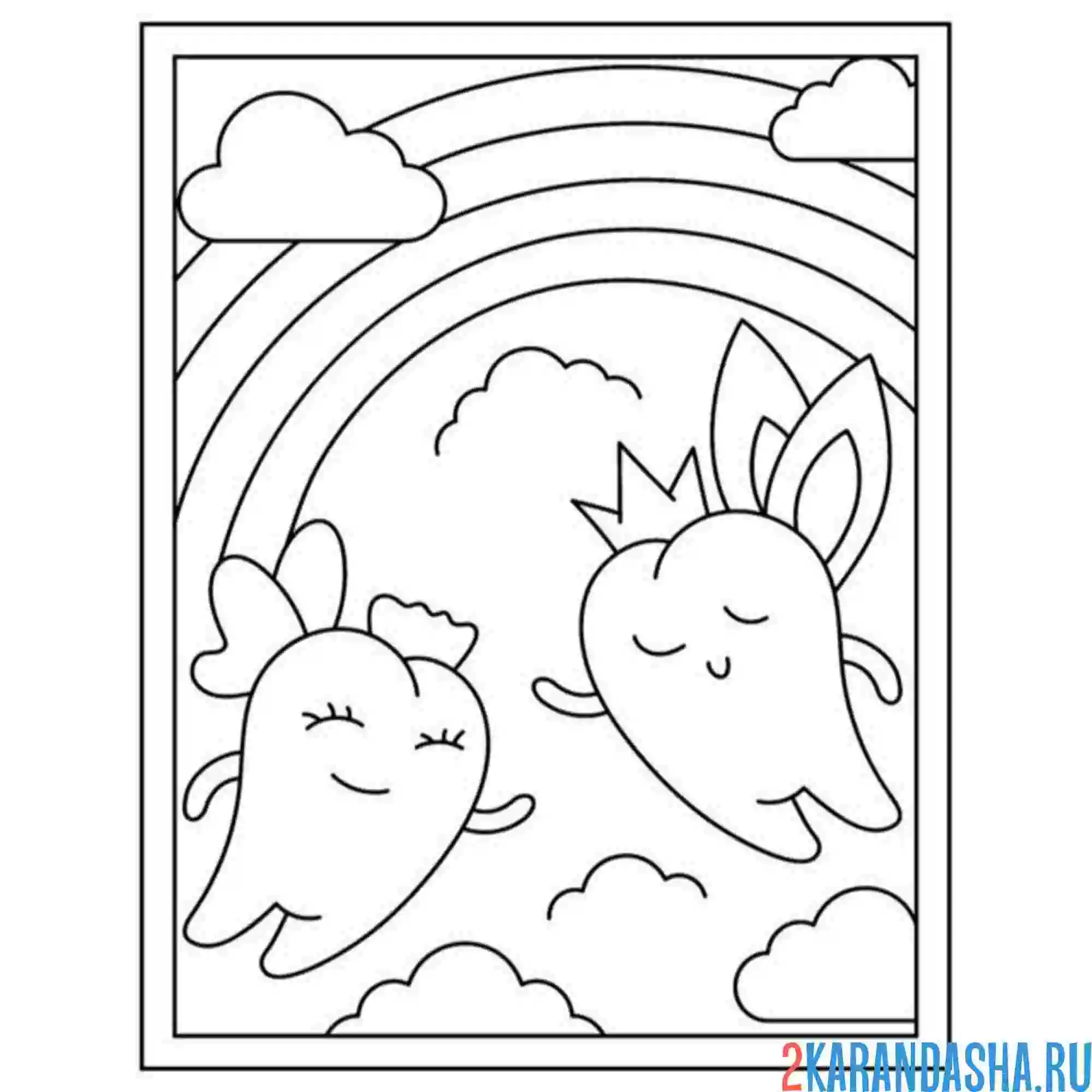 Раскраска два зуба с крыльями