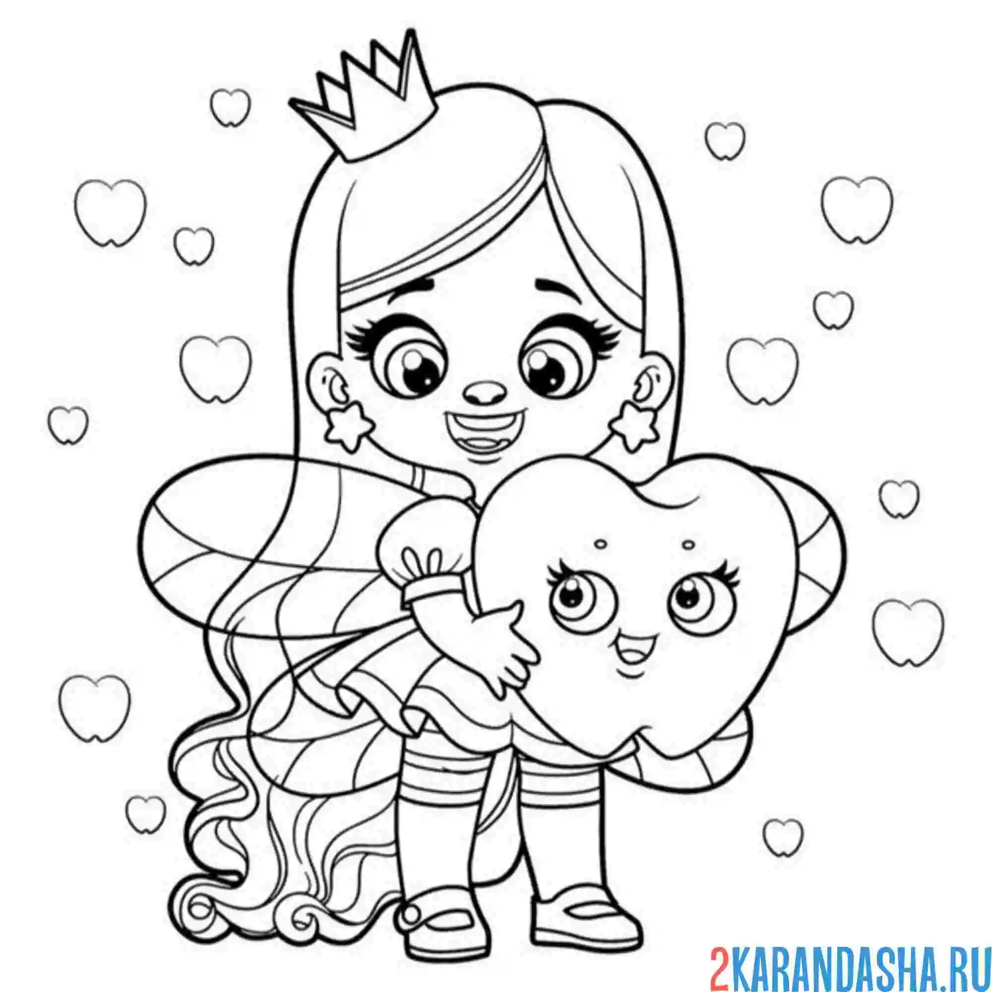 Раскраска зуб и зубная феч