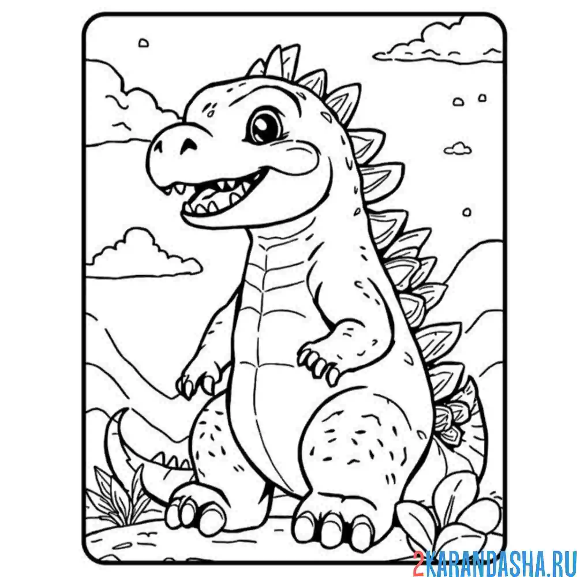 Раскраска годзилла малыш