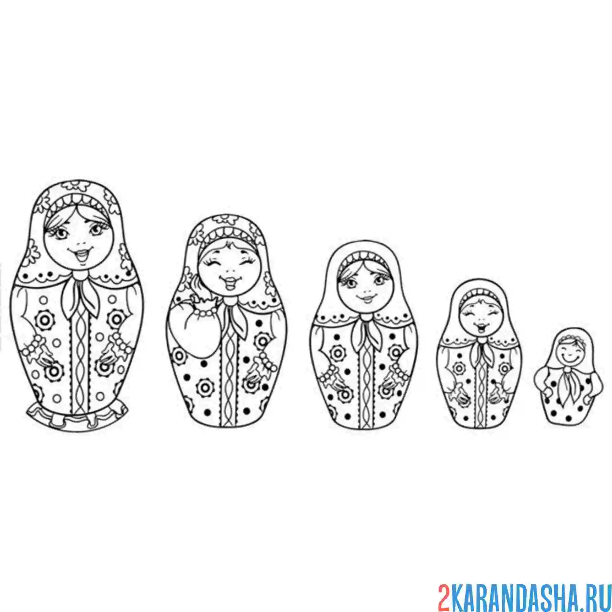 Раскраска московские матрешки