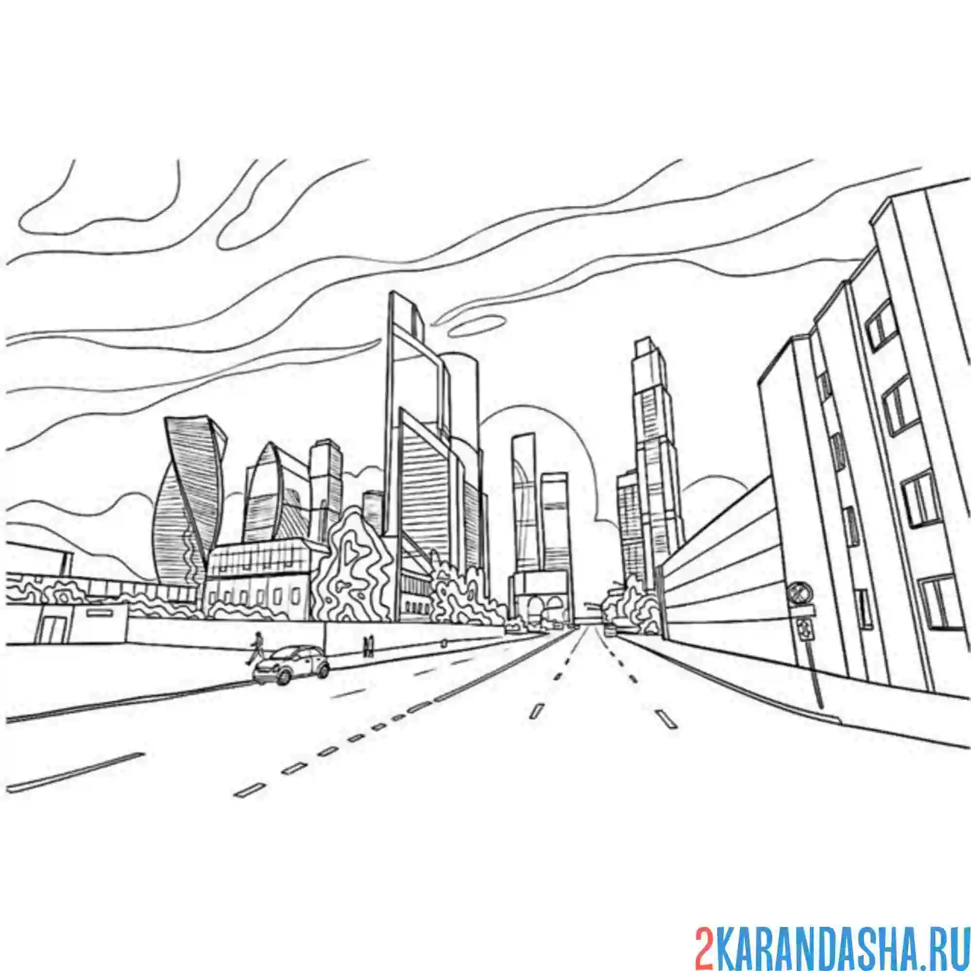 Раскраска улица москва-сити