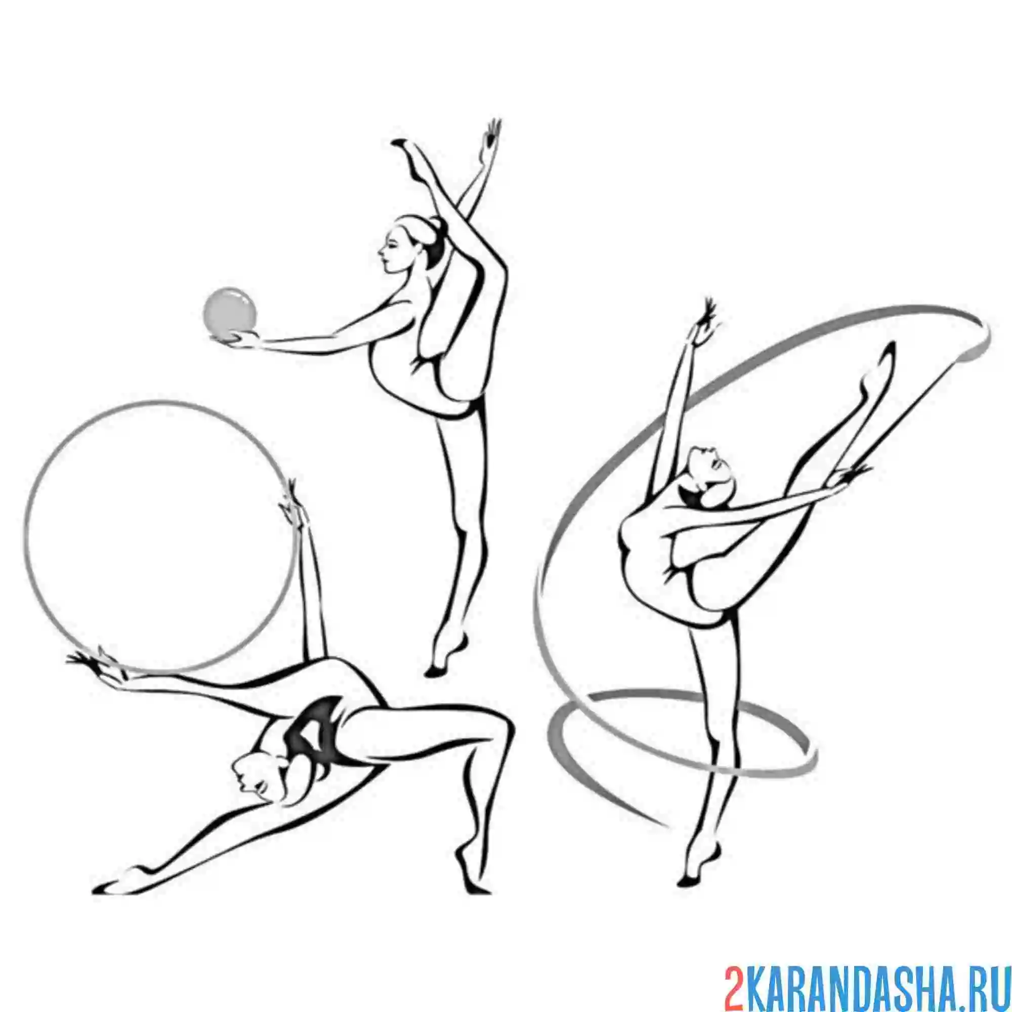 Раскраска коллаж художественная гимнастика
