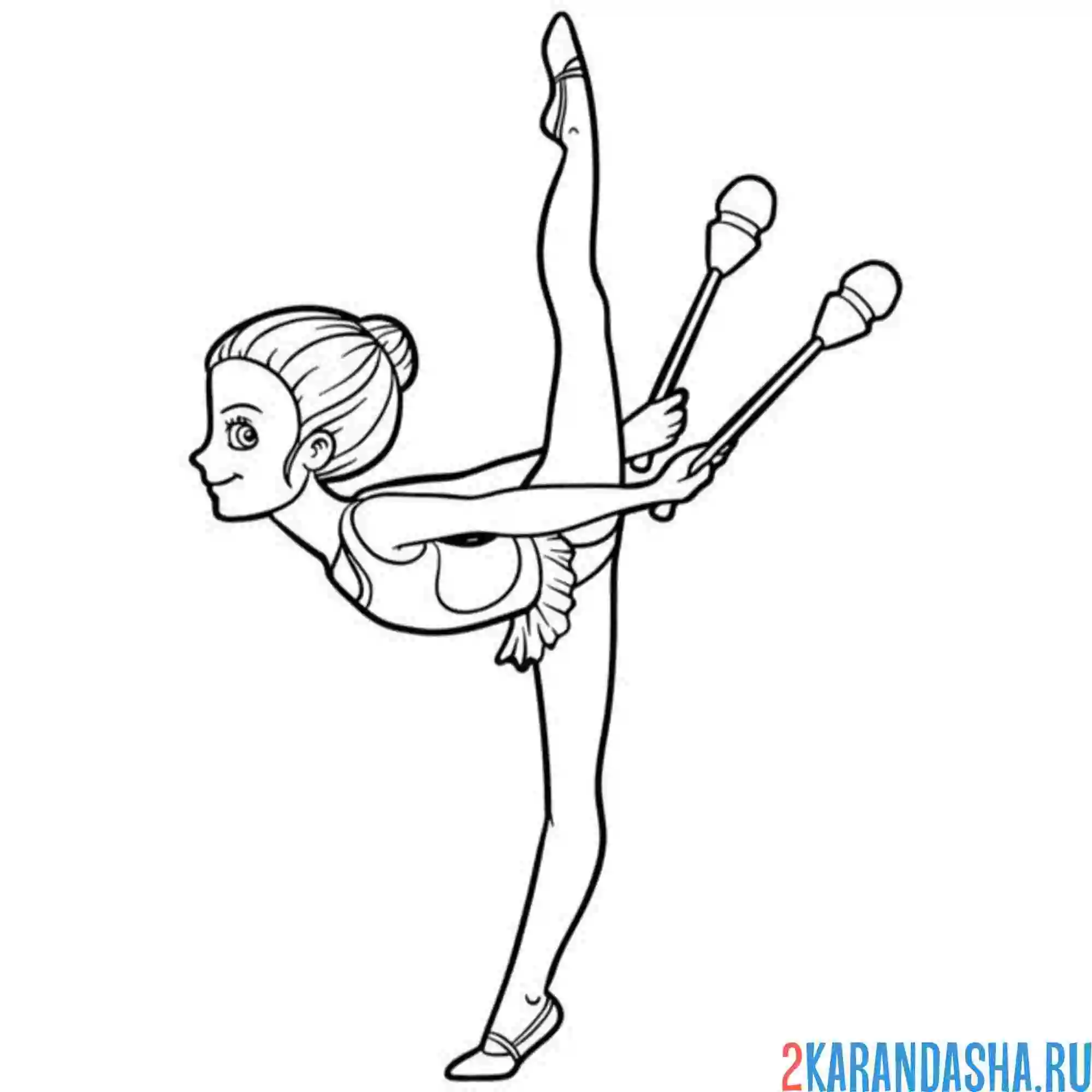 Раскраска художественная гимнастика булавы