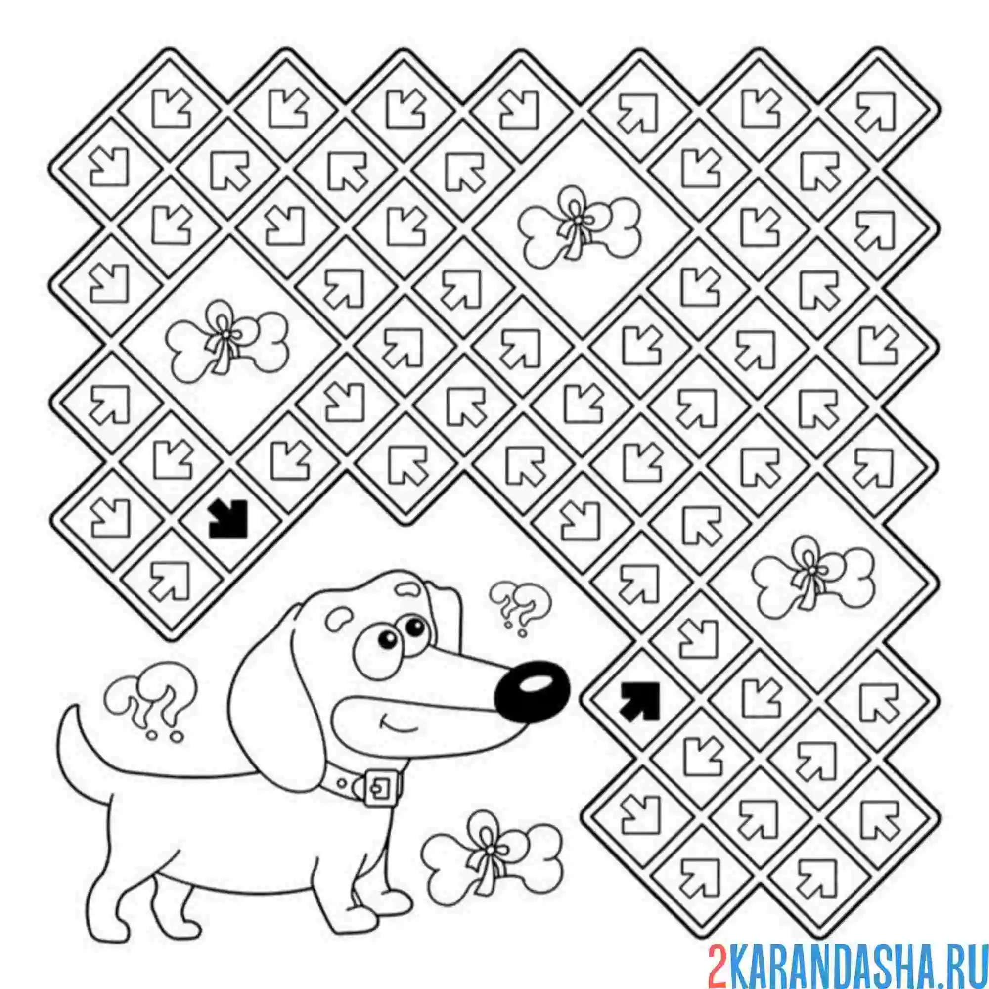 Раскраска такса необычный лабиринт
