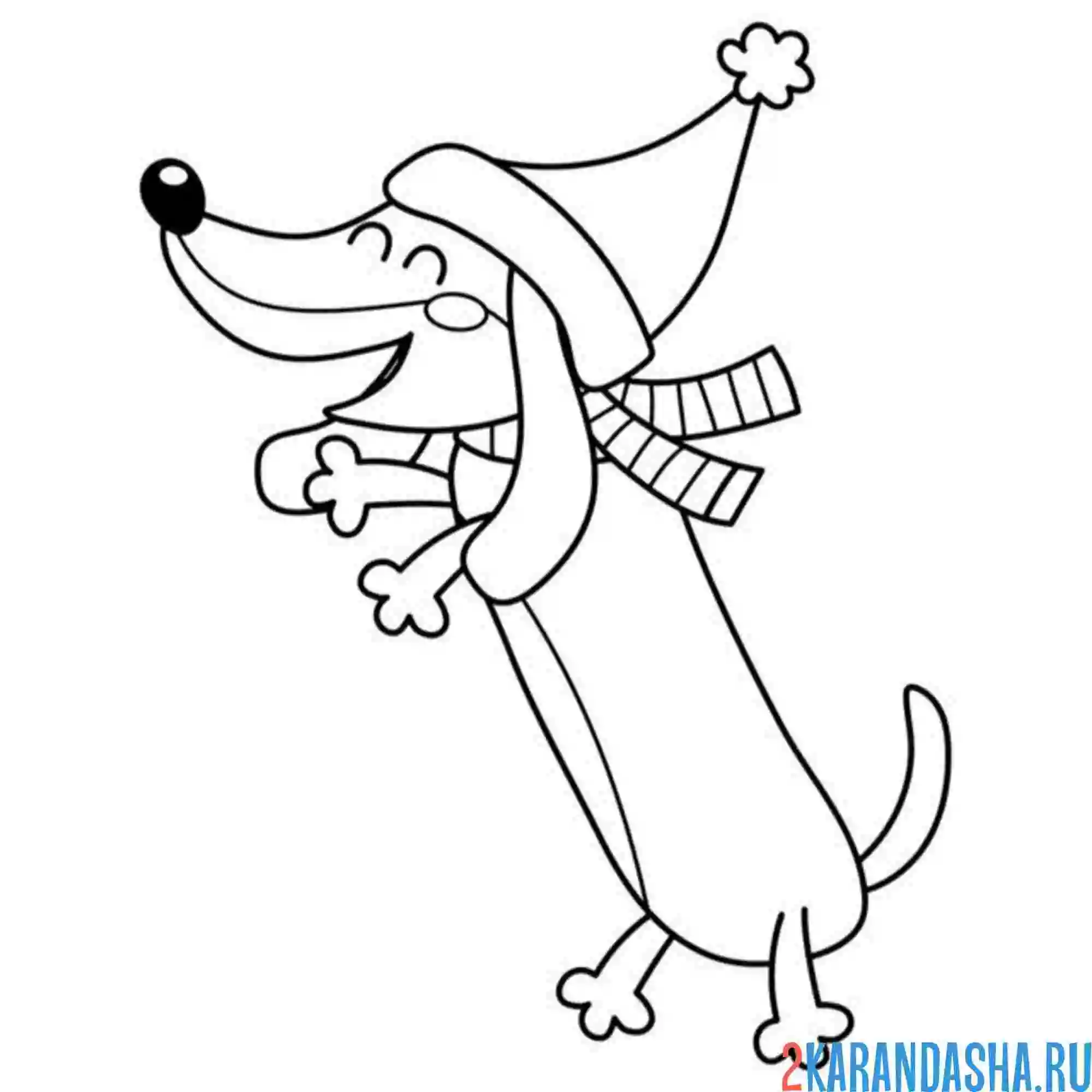 Раскраска праздничная такса