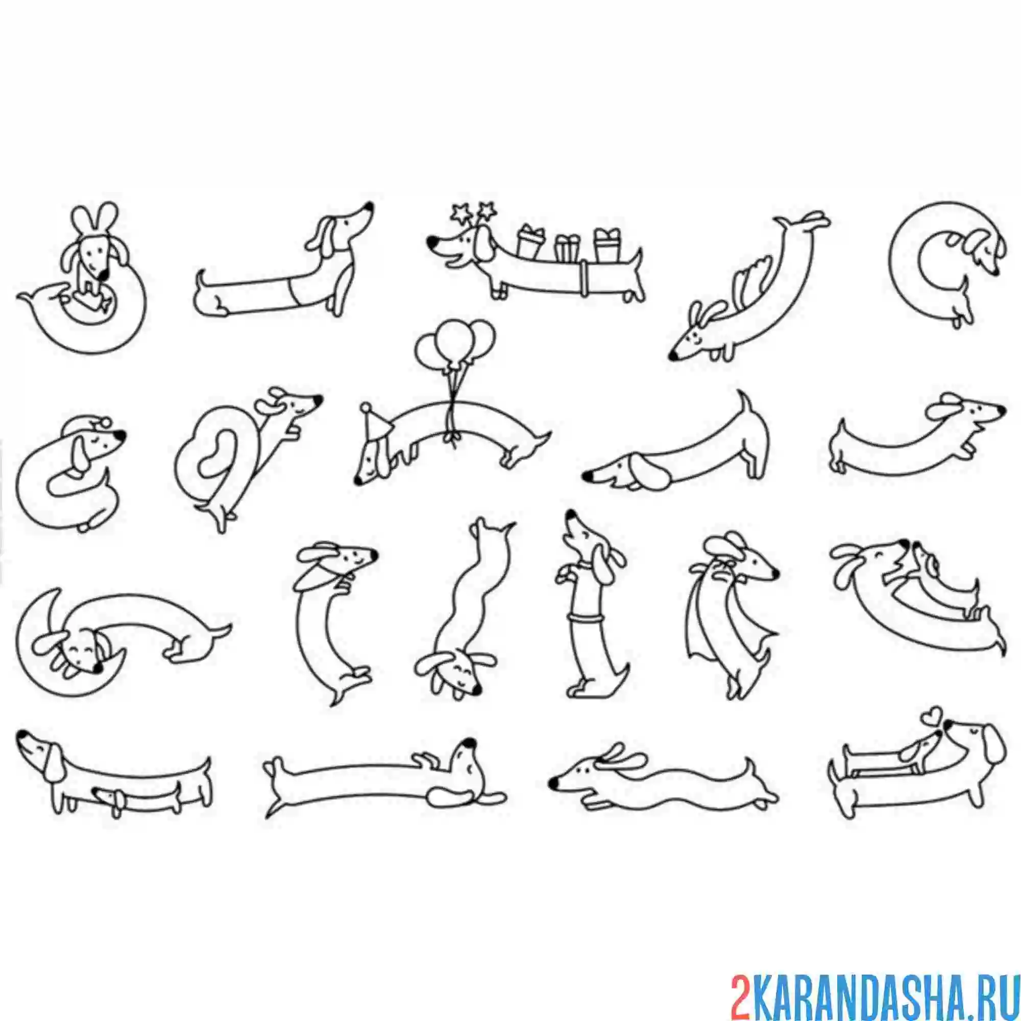 Раскраска такса наклейки