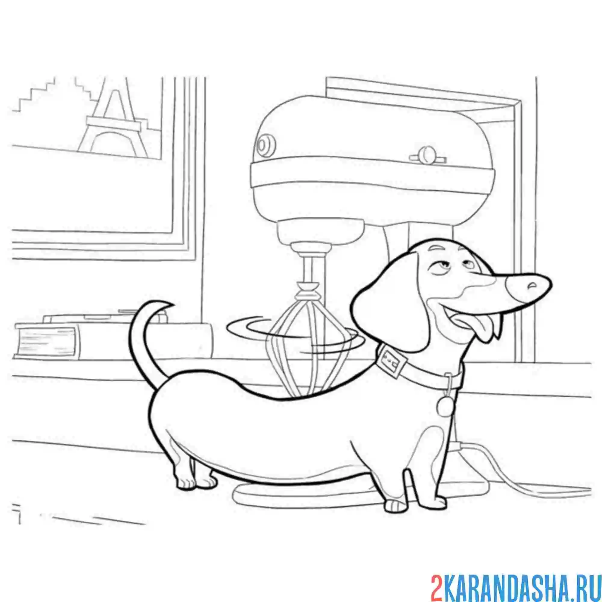 Раскраска такса из мультика
