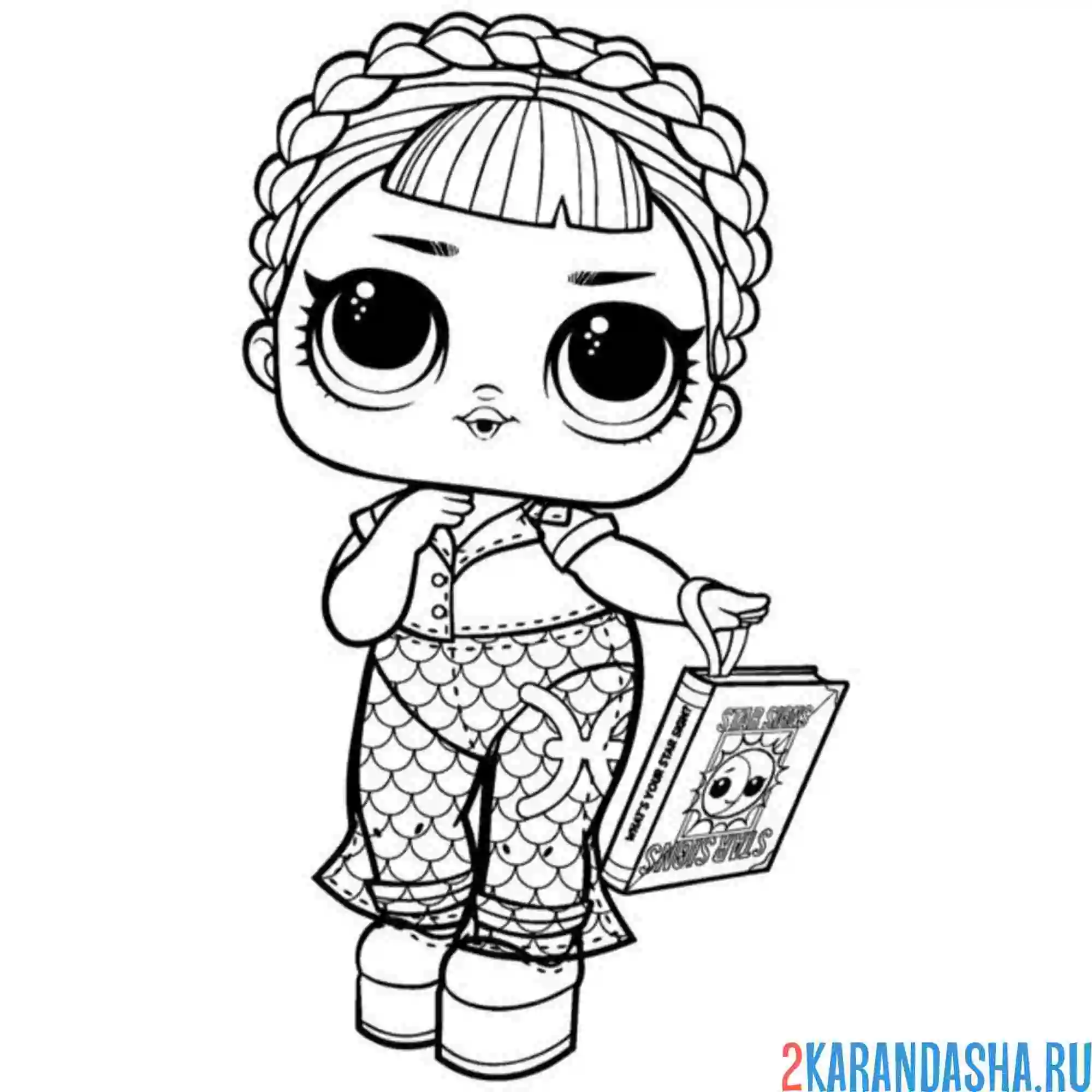 Раскраска кукла лул в прозрачном