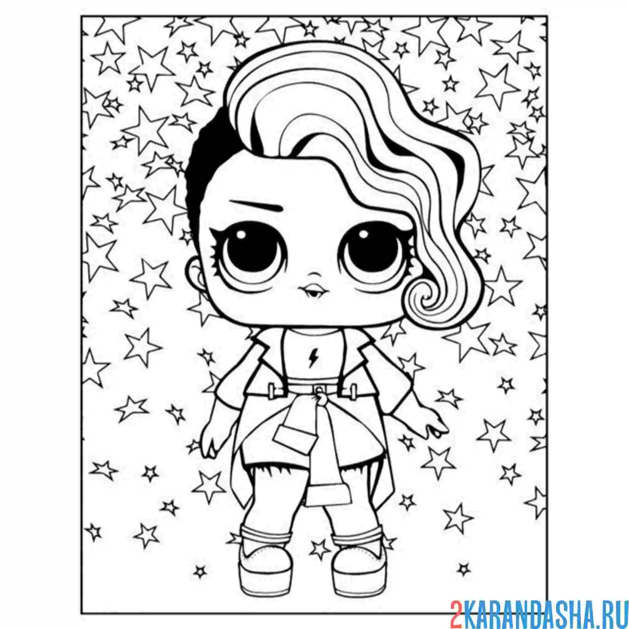 Раскраска кукла лол звезды