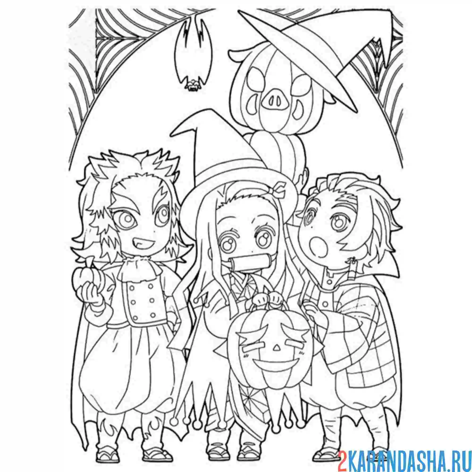 Раскраска клинок, рассекающий демонов хэллоуин